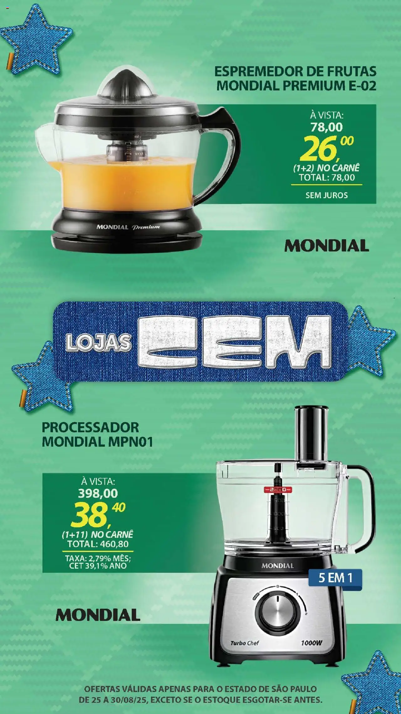 Lojas Cem Folheto - válido de 25.08.2025 | Página: 41 | Produtos: Espremedor, Espremedor de frutas, Processador, Carne