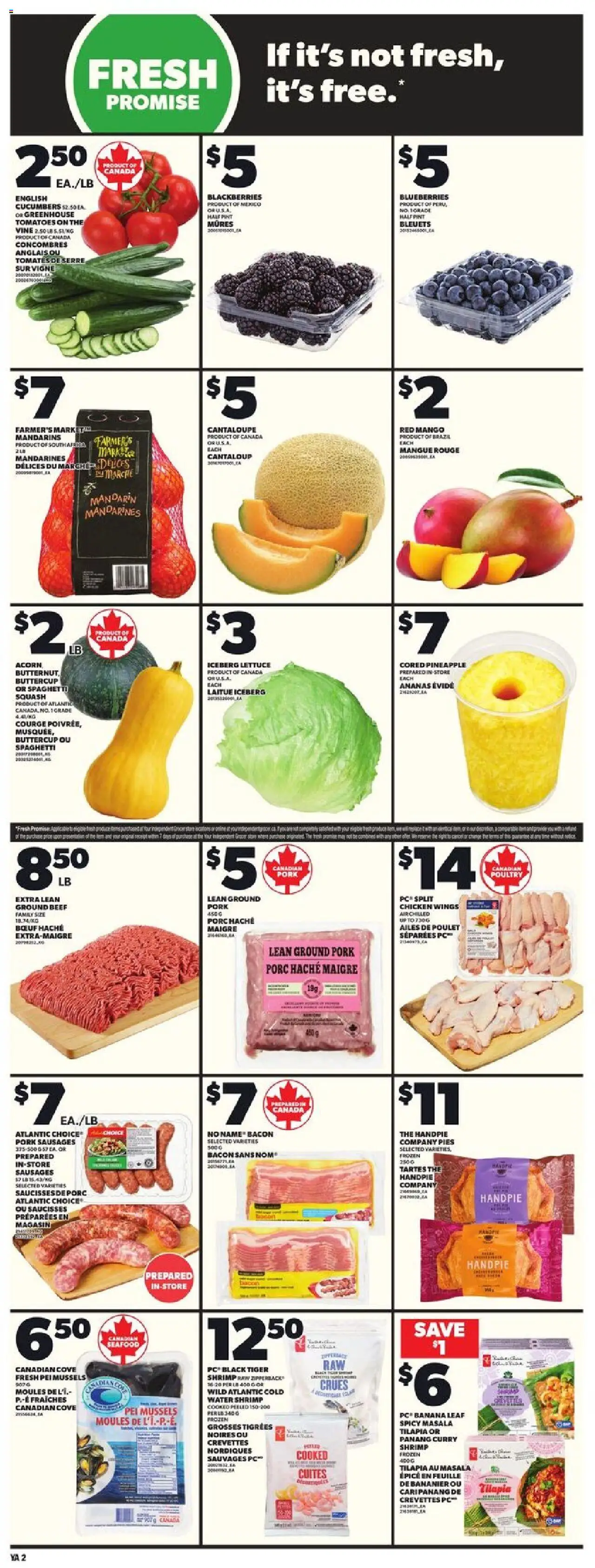 Independent Grocer flyer valid from 18.09.2025 | Page: 3 | Products: Pineapple, Chicken wings, PC, Tomatoes
