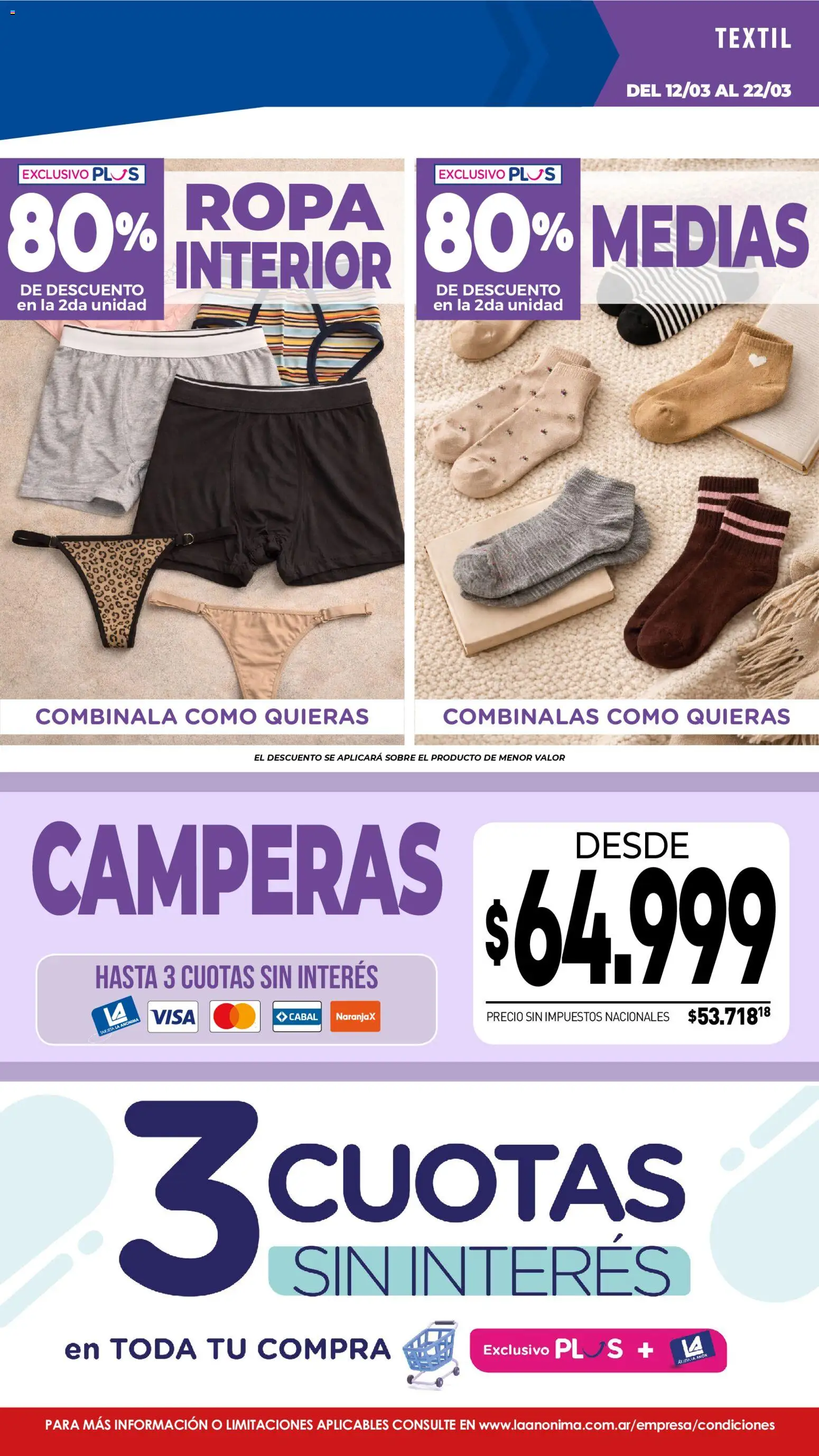 La Anonima catálogo │ válido desde el 13.03.2026 | Página: 33 | Productos: Sobre, Ropa, Medias