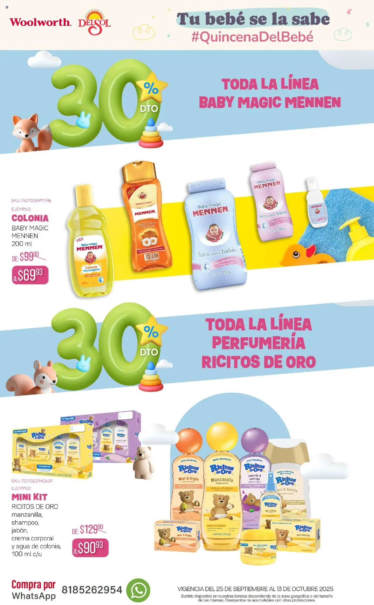 Nuevas ofertas de Del Sol y Woolworth válidas en toda la República Mexicana desde el 25.09.2025. ¡Encuentra las mejores ofertas en Del Sol y Woolworth - Catálogo Quincena del Bebé! | Página: 4 | Productos: Crema, Agua, Lechuga, Brillo