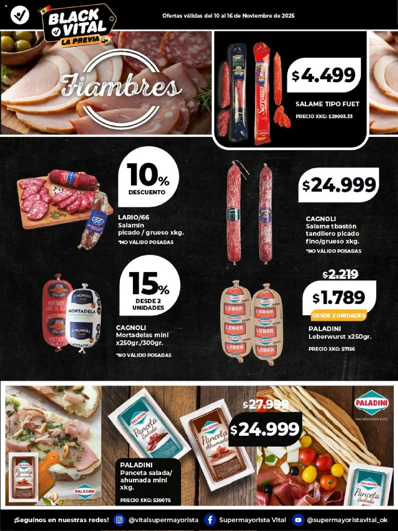 Vital - Especial de frescos │ válido desde el 09.11.2025 | Página: 12 | Productos: Mortadela, Panceta, Salame