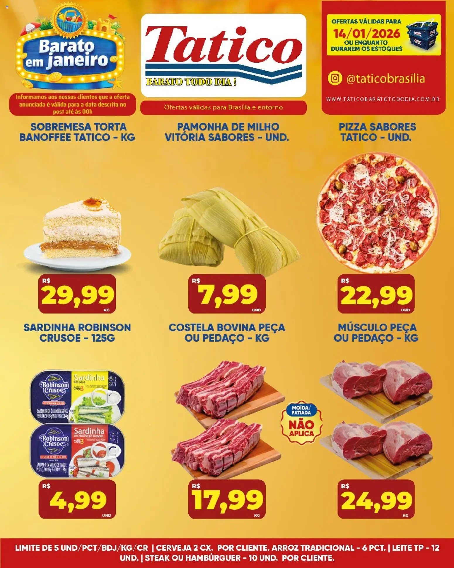 Tatico Folheto - válido de 14.01.2026 | Página: 12 | Produtos: Molho de tomate, Pizza, Arroz, Sardinha