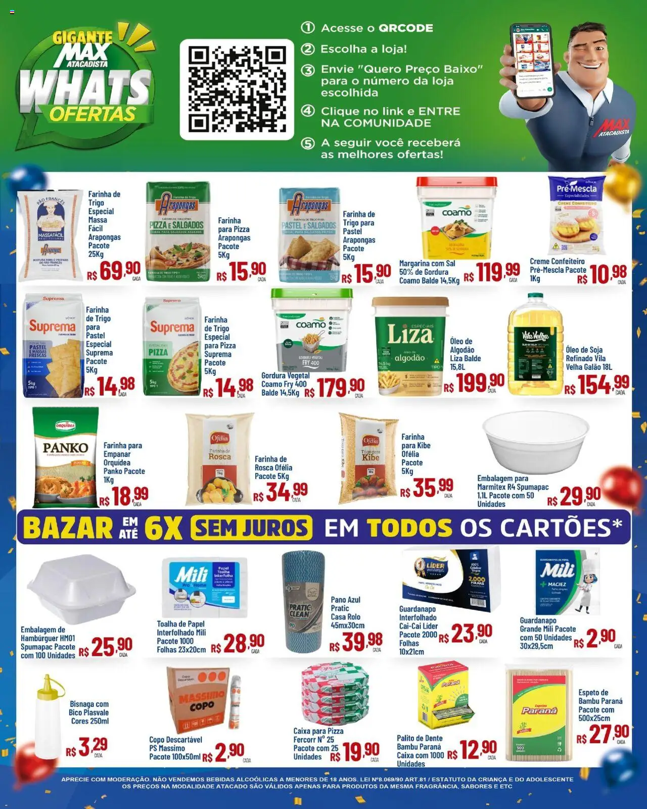 Max Atacadista Folheto - válido de 16.10.2025 | Página: 3 | Produtos: Farinha de trigo, Pizza, Hambúrguer, Guardanapo