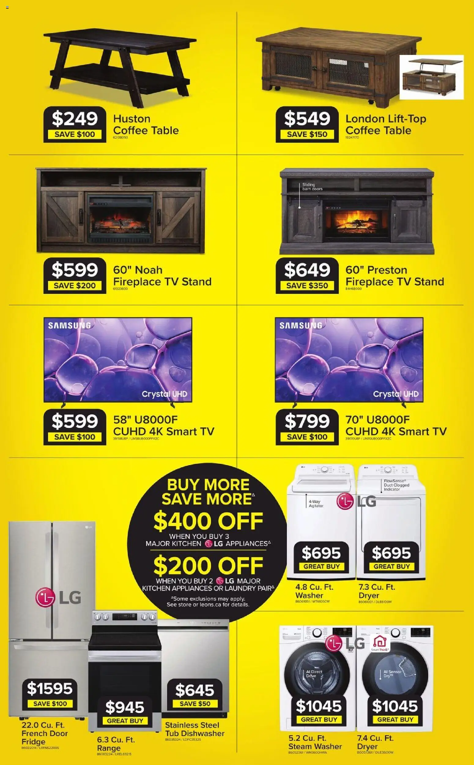 Leon's flyer valid from 18.12.2025 | Page: 3 | Products: Dishwasher, Coffee table, Table, Coffee