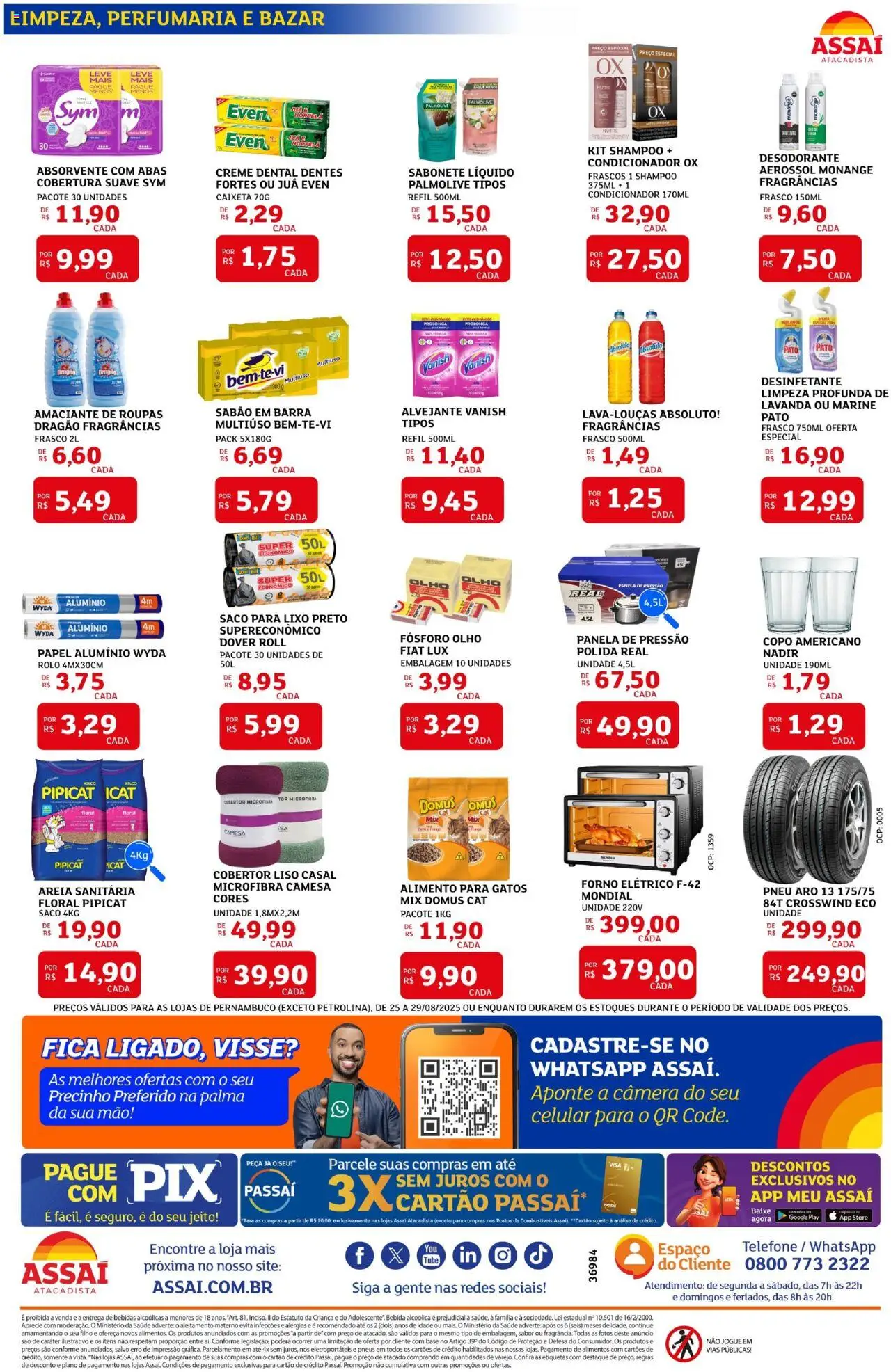 Assaí Atacadista Folheto - válido de 25.08.2025 | Página: 4 | Produtos: Shampoo, Fósforo, Saco para lixo, Câmera