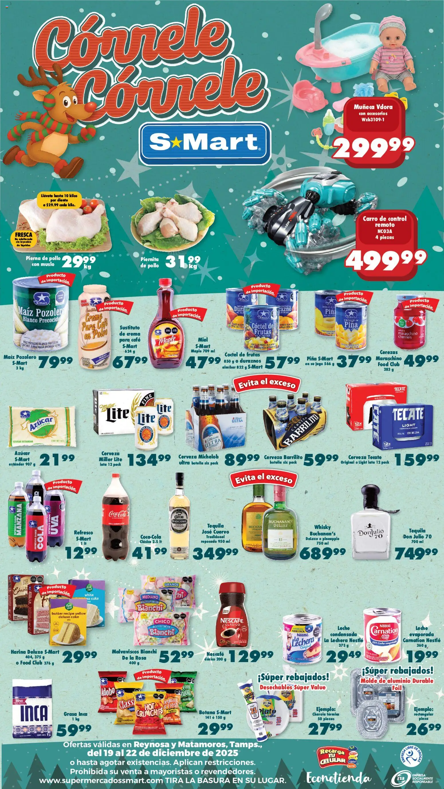 Nuevas ofertas de S-Mart válidas en toda la República Mexicana desde el 19.12.2025. ¡Encuentra las mejores ofertas en S-Mart folleto Reynosa! | Página: 2 | Productos: Azúcar, Refresco, Piña, Tequila