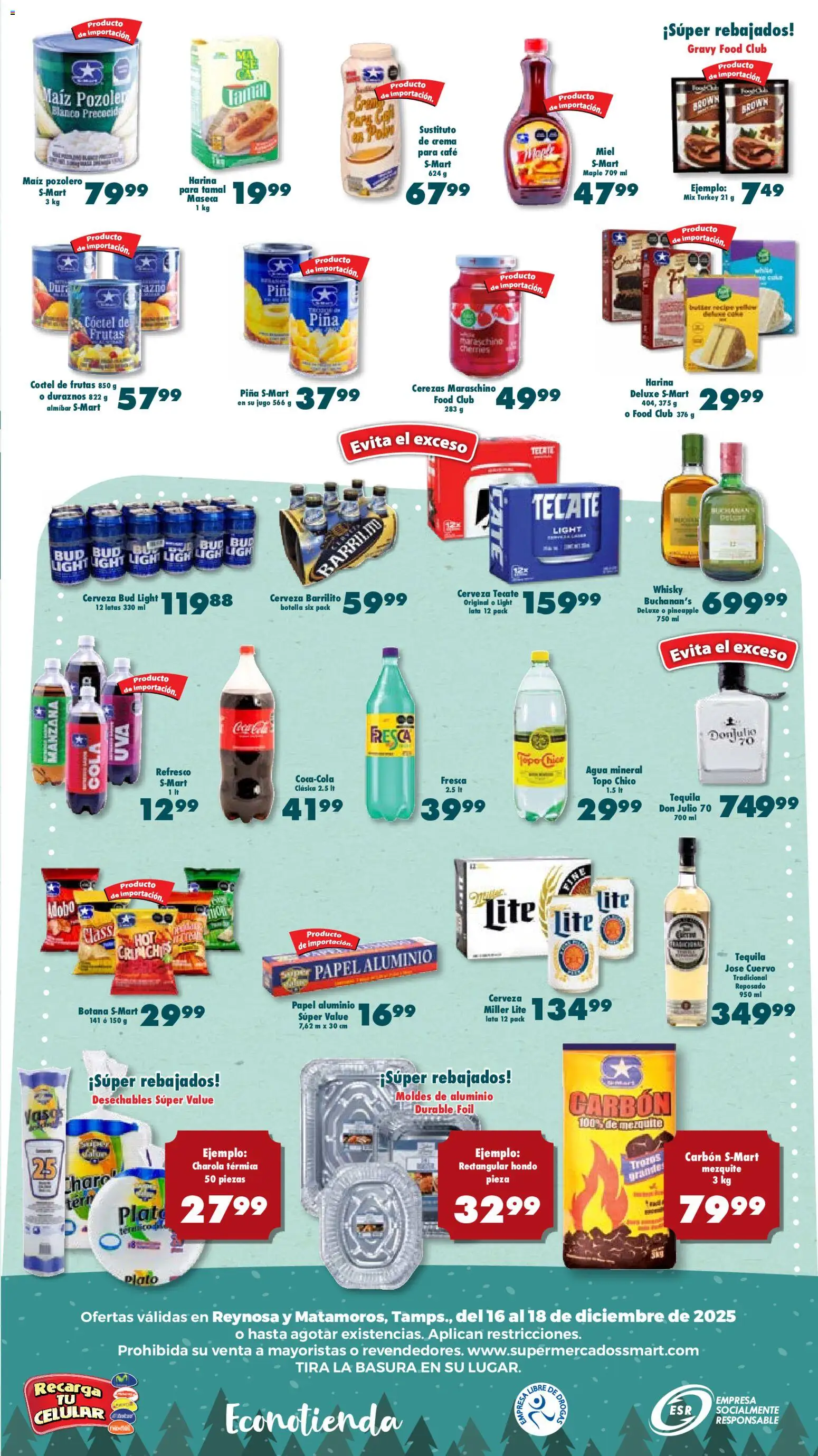 Nuevas ofertas de S-Mart válidas en toda la República Mexicana desde el 16.12.2025. ¡Encuentra las mejores ofertas en S-Mart folleto Reynosa! | Página: 3 | Productos: Harina, Crema, Jugo, Piña