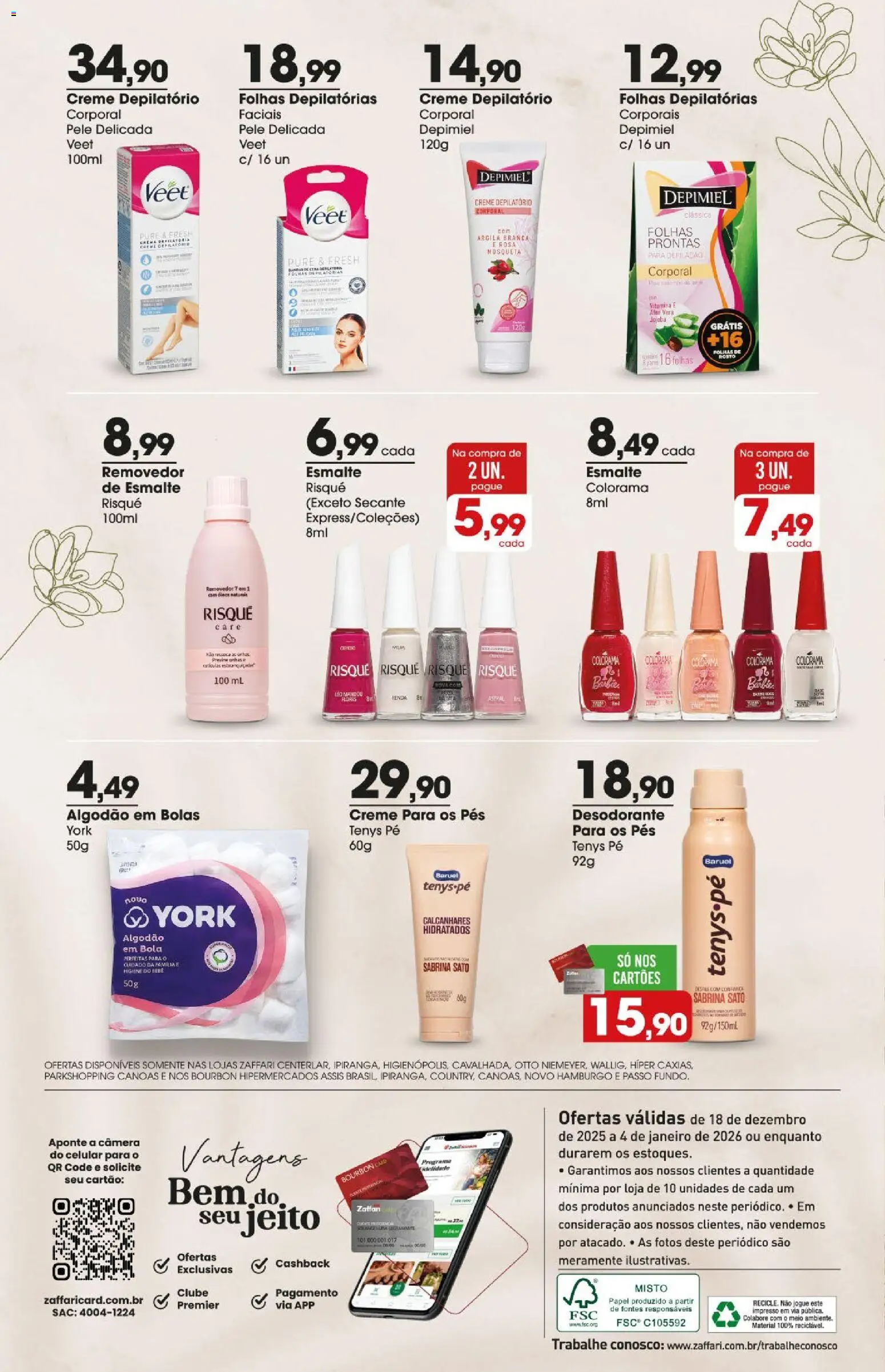 Zaffari Folheto - válido de 18.12.2025 | Página: 10 | Produtos: Celular, Creme depilatório, Algodão, Câmera