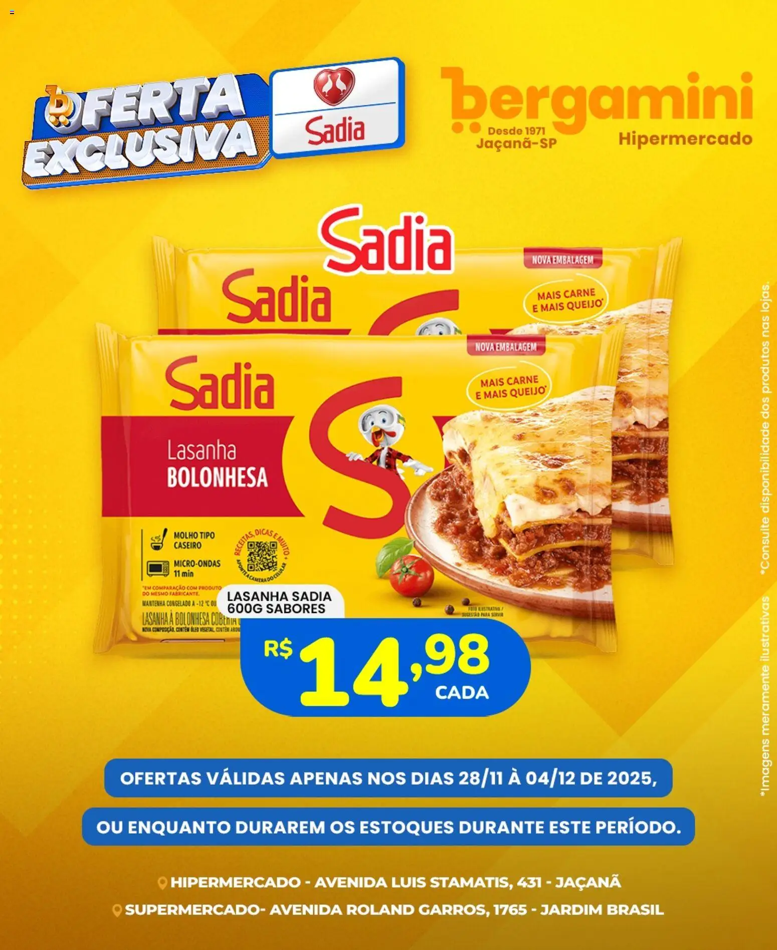 Supermercado Bergamini Folheto - válido de 28.11.2025 | Página: 4 | Produtos: Microondas, Carne, Lasanha