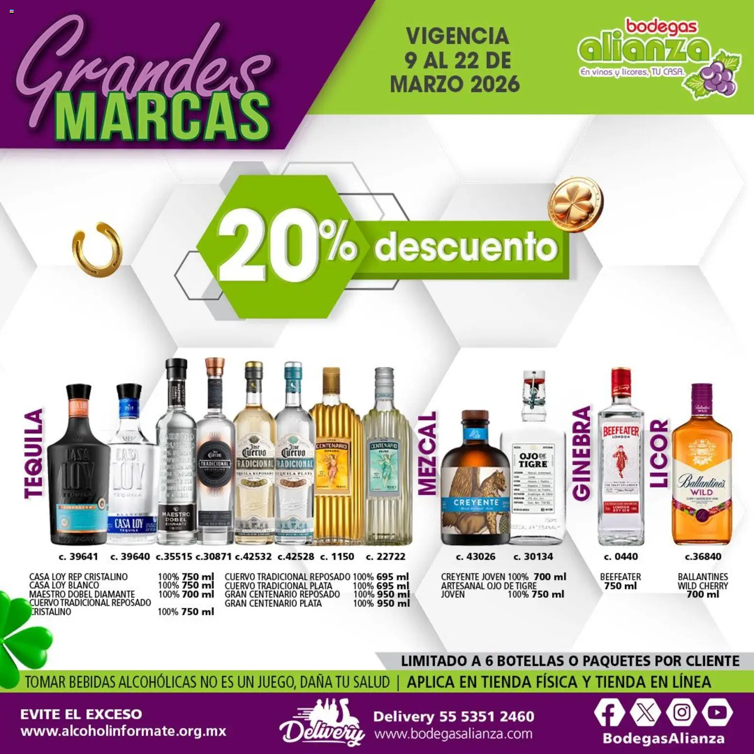 Nuevas ofertas de Bodegas Alianza válidas en toda la República Mexicana desde el 09.03.2026. ¡Encuentra las mejores ofertas en Bodegas Alianza catálogo Grandes Marcas! | Página: 6 | Productos: Ginebra, Tequila