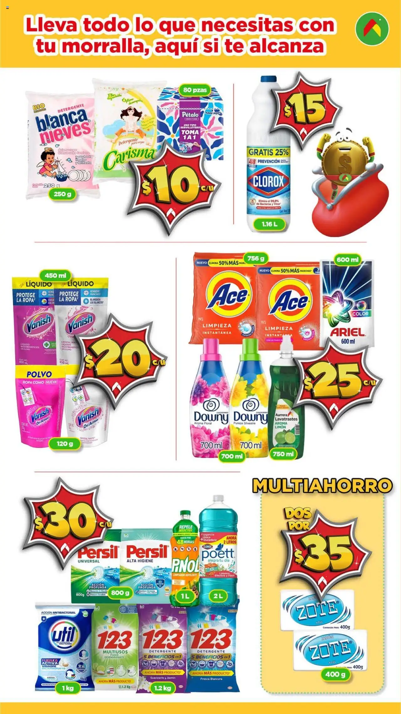 Nuevas ofertas de Bodega Aurrerá válidas en toda la República Mexicana desde el 31.07.2025. ¡Encuentra las mejores ofertas en Bodega Aurrerá - Folleto Aquí si te Alcanza Morralla ! | Página: 10 | Productos: Detergente, Vinagre, Suavizante, Limpiador