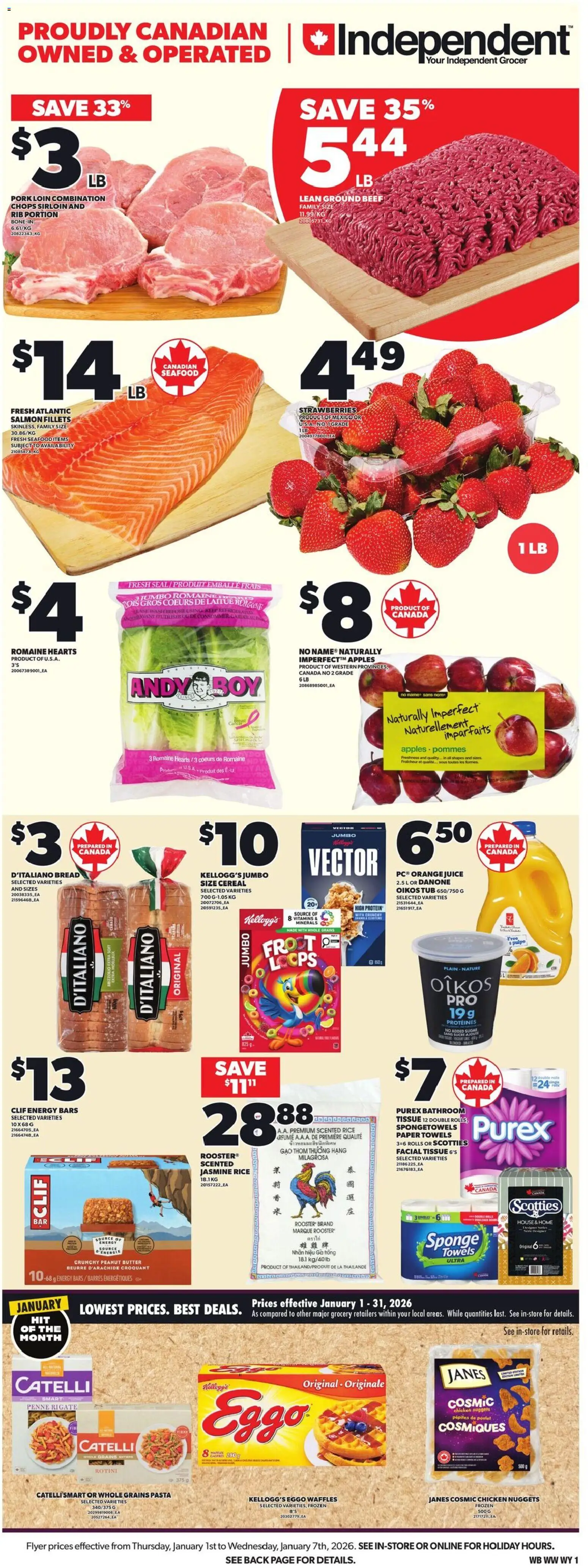 Independent Grocer flyer valid from 01.01.2026 | Page: 3 | Products: Rice, Pasta, Sponge, Bread