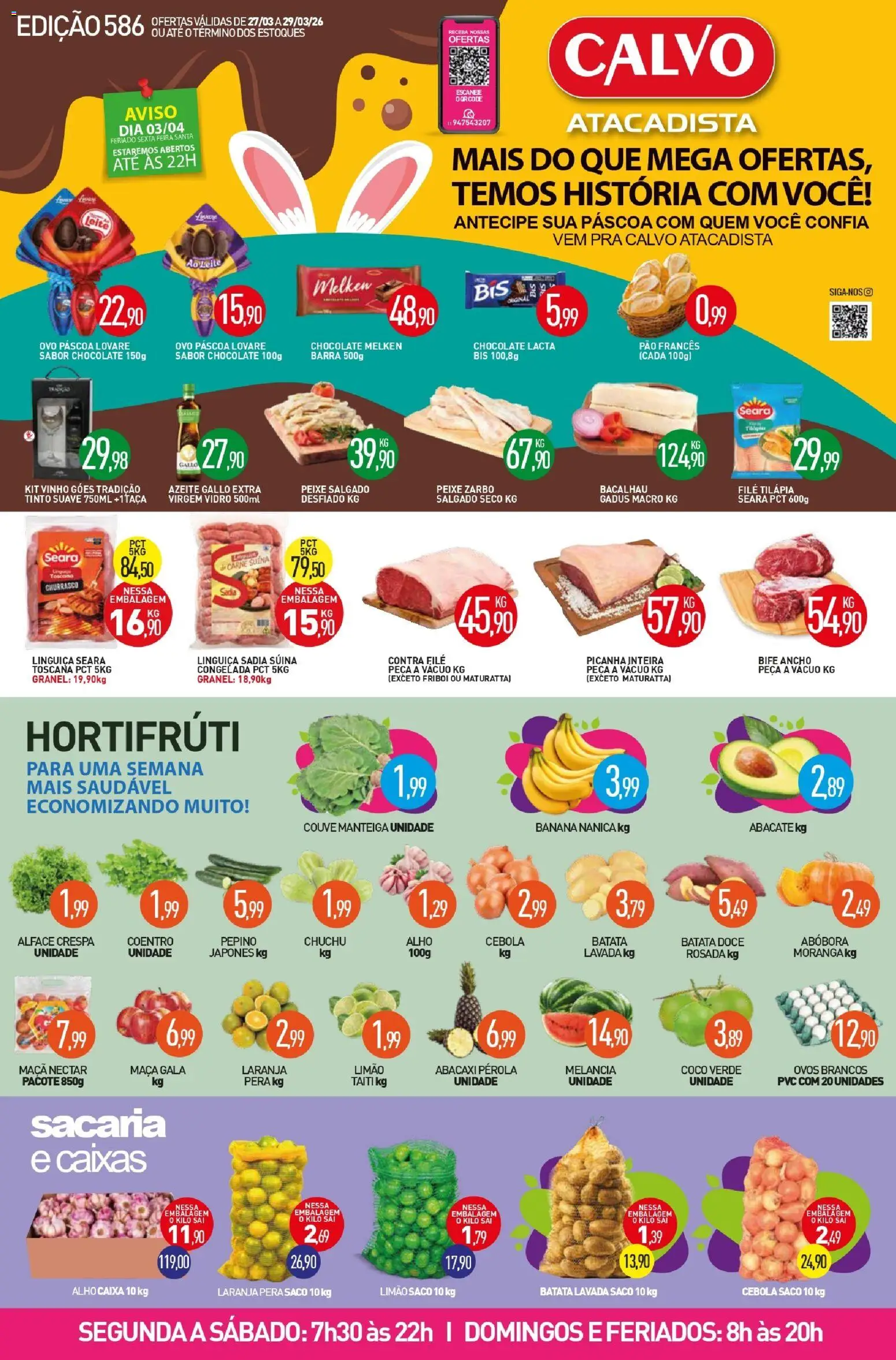 Calvo Atacadista Folheto - válido de 27.03.2026 | Página: 1 | Produtos: Pão, Tilápia, Carne, Abacaxi