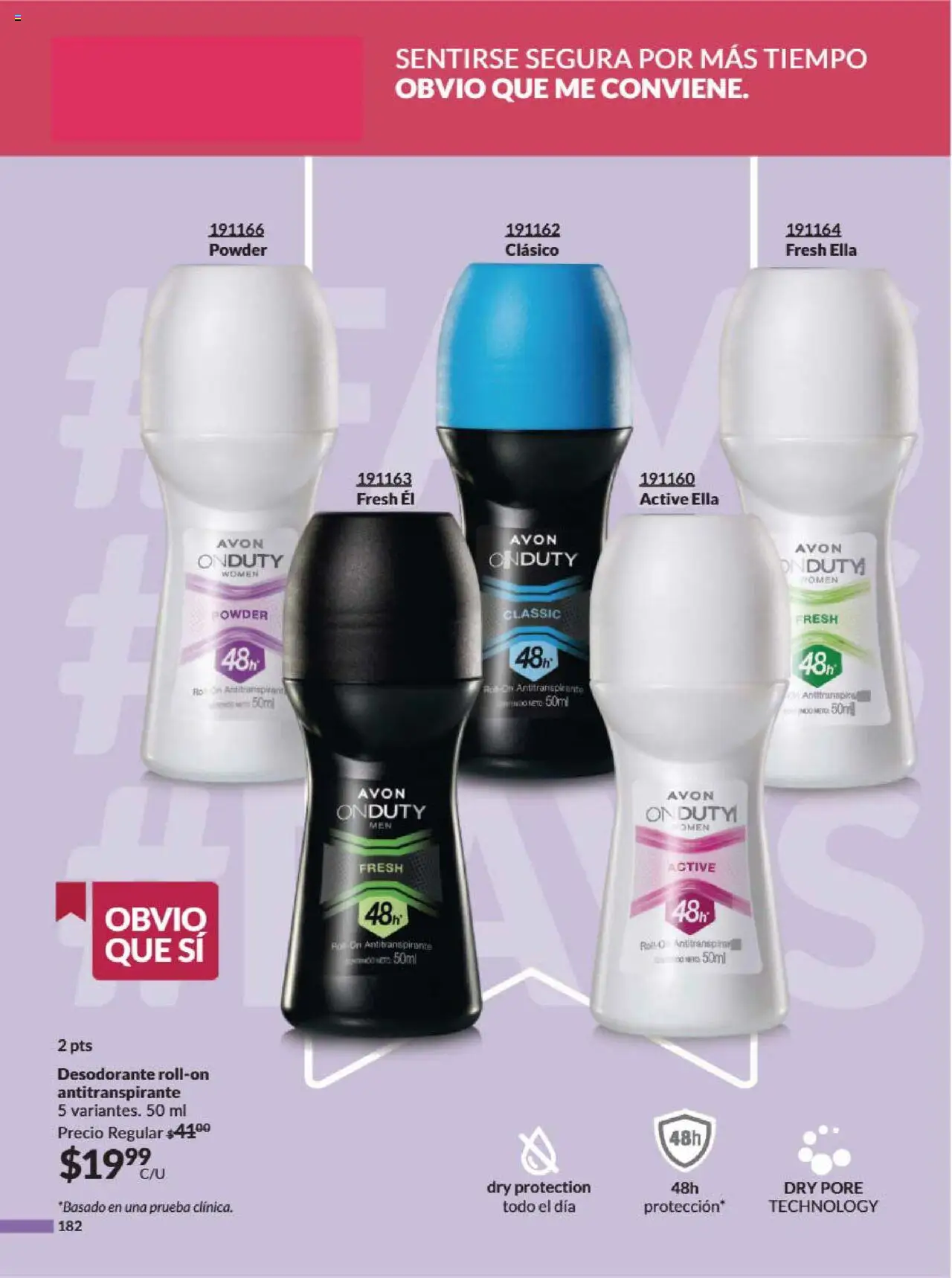 Nuevas ofertas de AVON válidas en toda la República Mexicana desde el 09.08.2025. ¡Encuentra las mejores ofertas en AVON - Campaña 13 2025! | Página: 192 | Productos: Desodorante, Antitranspirante