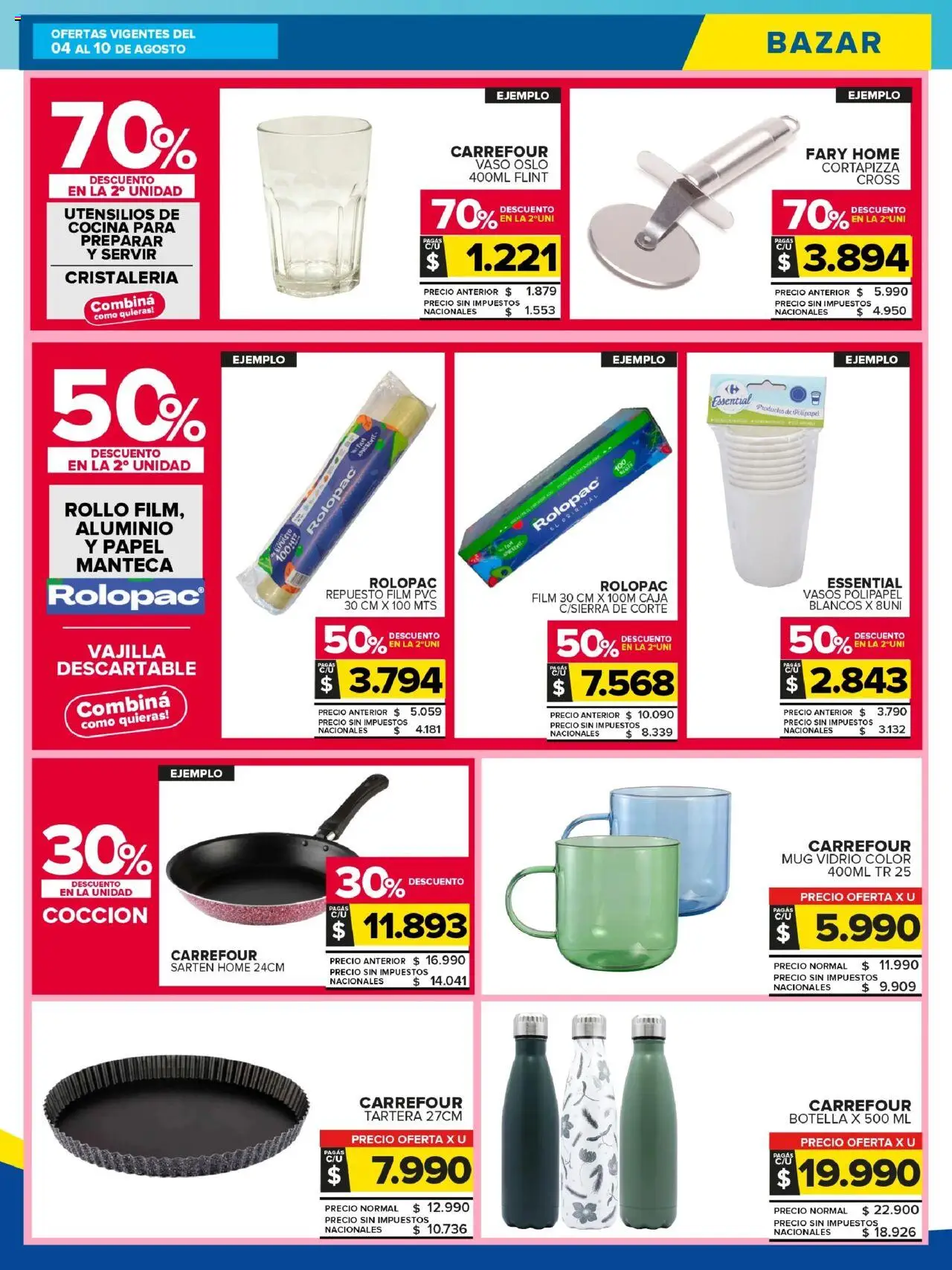 Carrefour Maxi catálogo │ válido desde el 04.08.2025 | Página: 23 | Productos: Botella, Sartén, Caja, Vasos