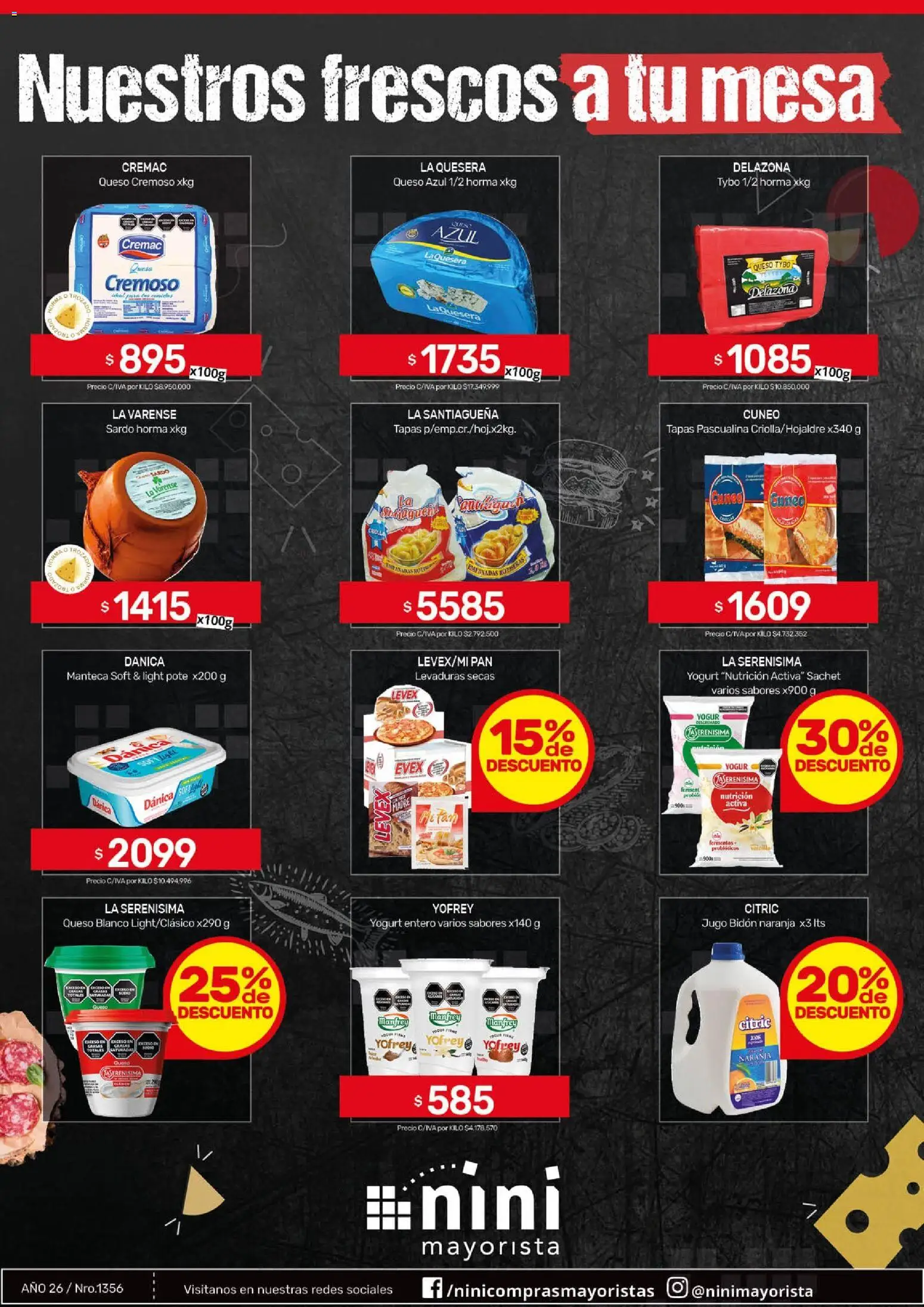 NINI Mayorista ofertas │ válido desde el 20.04.2026 | Página: 36 | Productos: Bidón, Queso, Yogur, Jugo