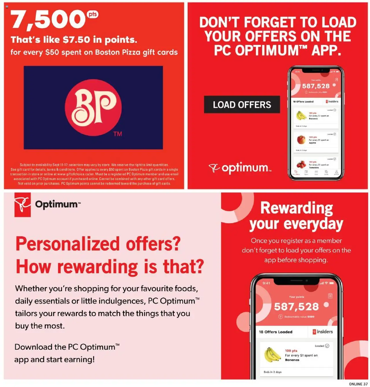 Fortinos flyer valid from 11.09.2025 | Page: 36 | Products: PC, Pizza, Apples, Bananas