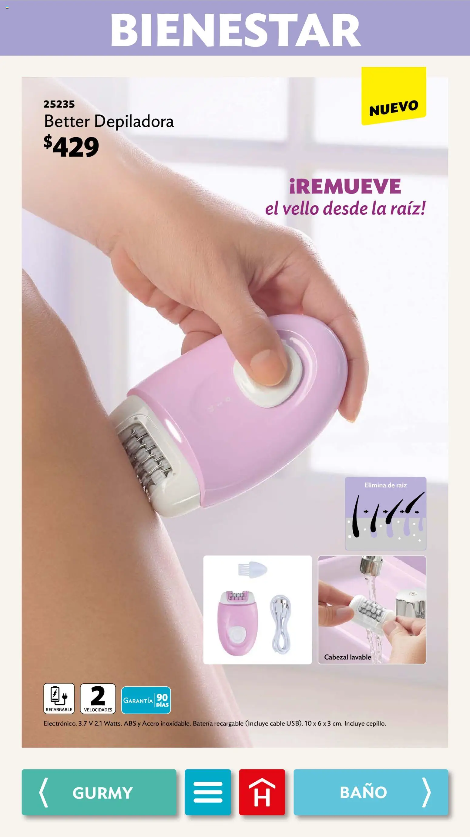 Nuevas ofertas de Betterware válidas en toda la República Mexicana desde el 03.11.2025. ¡Encuentra las mejores ofertas en Betterware campaña 11 2025! | Página: 80 | Productos: Depiladora, Cable, Batería, Baño