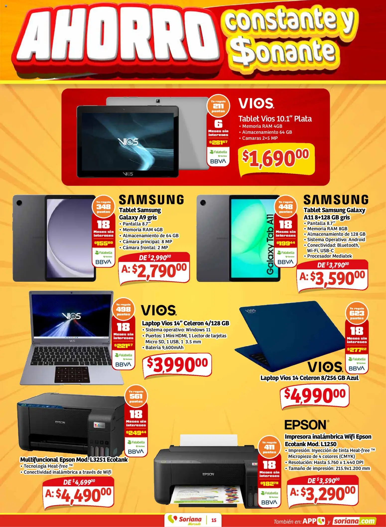 Nuevas ofertas de Soriana válidas en toda la República Mexicana desde el 15.01.2026. ¡Encuentra las mejores ofertas en Soriana - Pesito Valedor Mercado: Nay, Sin, Son! | Página: 23 | Productos: Tablet, Impresora, Cámara, Té
