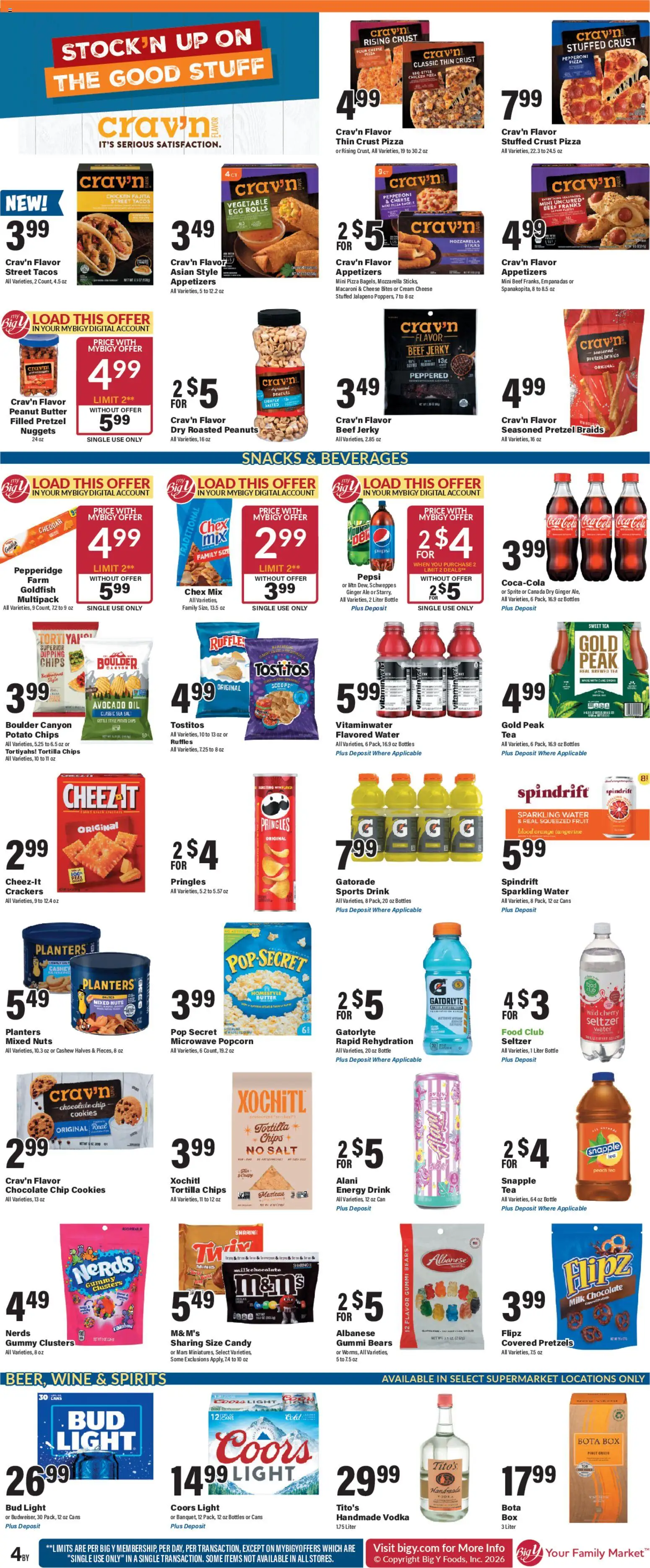 Big Y Weekly Ad - valid from 22.01.2026 | Page: 6 | Products: Wine, Peach, Chocolate Chip, Kettle