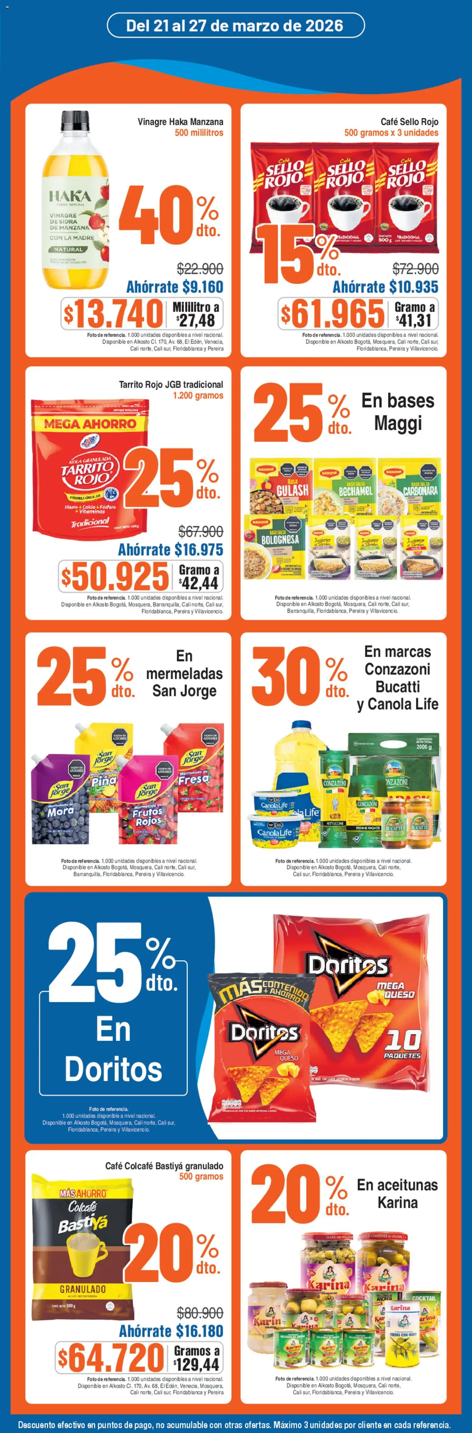 Alkosto revista - valida desde el 21.03.2026 | Página: 3 | Productos: Mora, Vinagre, Queso, Aceitunas