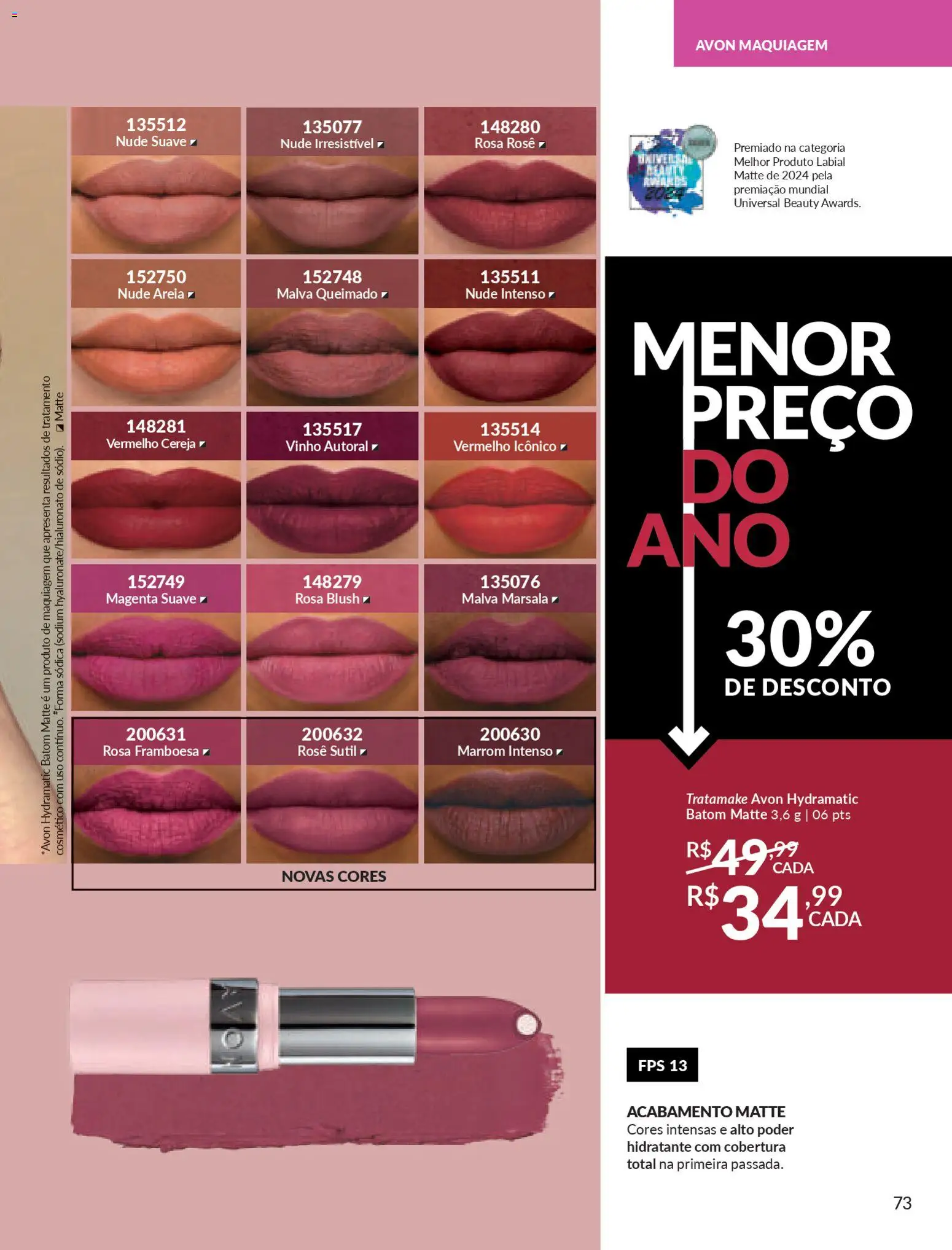 Avon Folheto - válido de 21.11.2025 | Página: 73 | Produtos: Maquiagem, Areia, Blush, Vinho