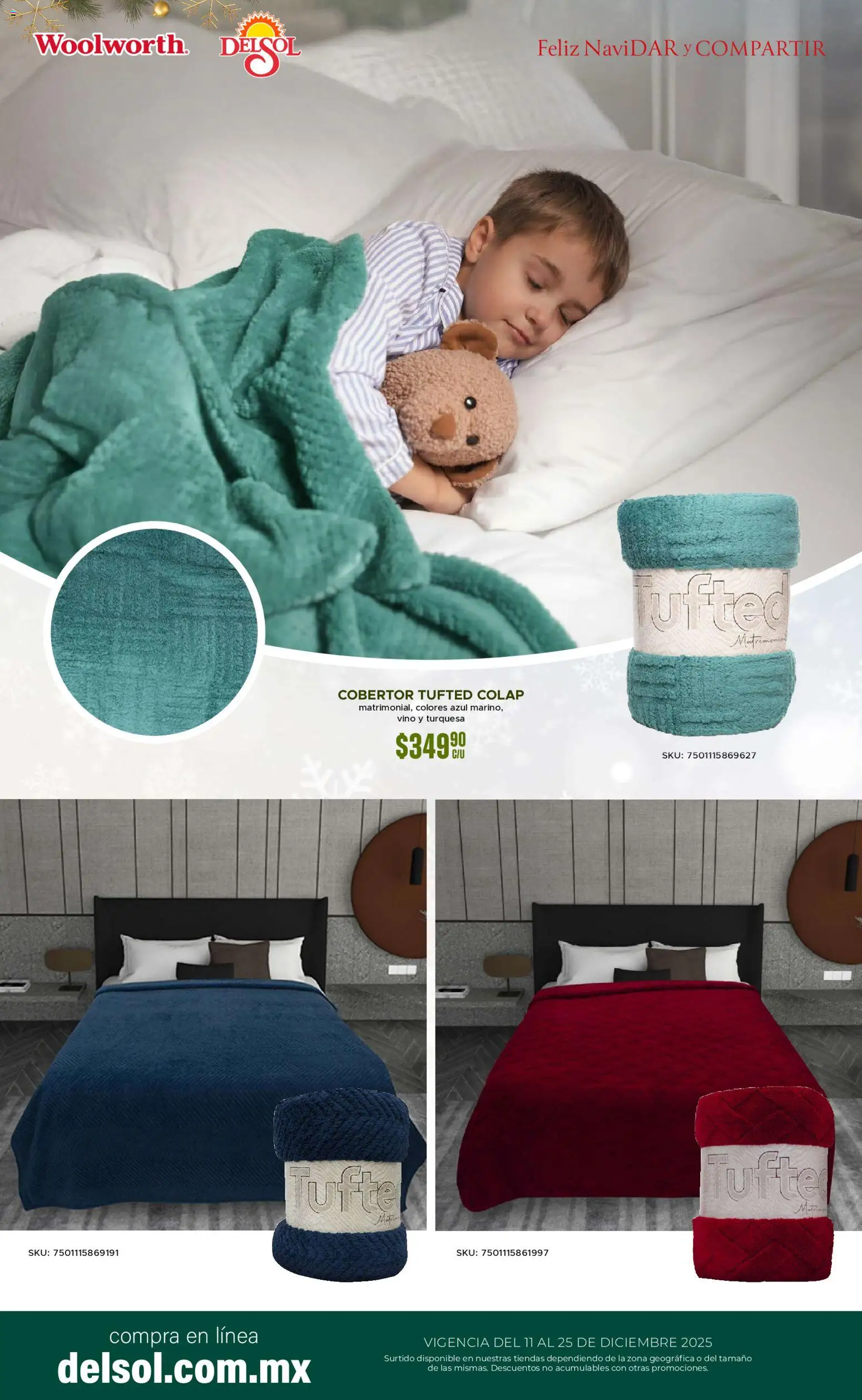 Nuevas ofertas de Del Sol y Woolworth válidas en toda la República Mexicana desde el 11.12.2025. ¡Encuentra las mejores ofertas en Del Sol y Woolworth catálogo! | Página: 32 | Productos: Cobertor, Vino