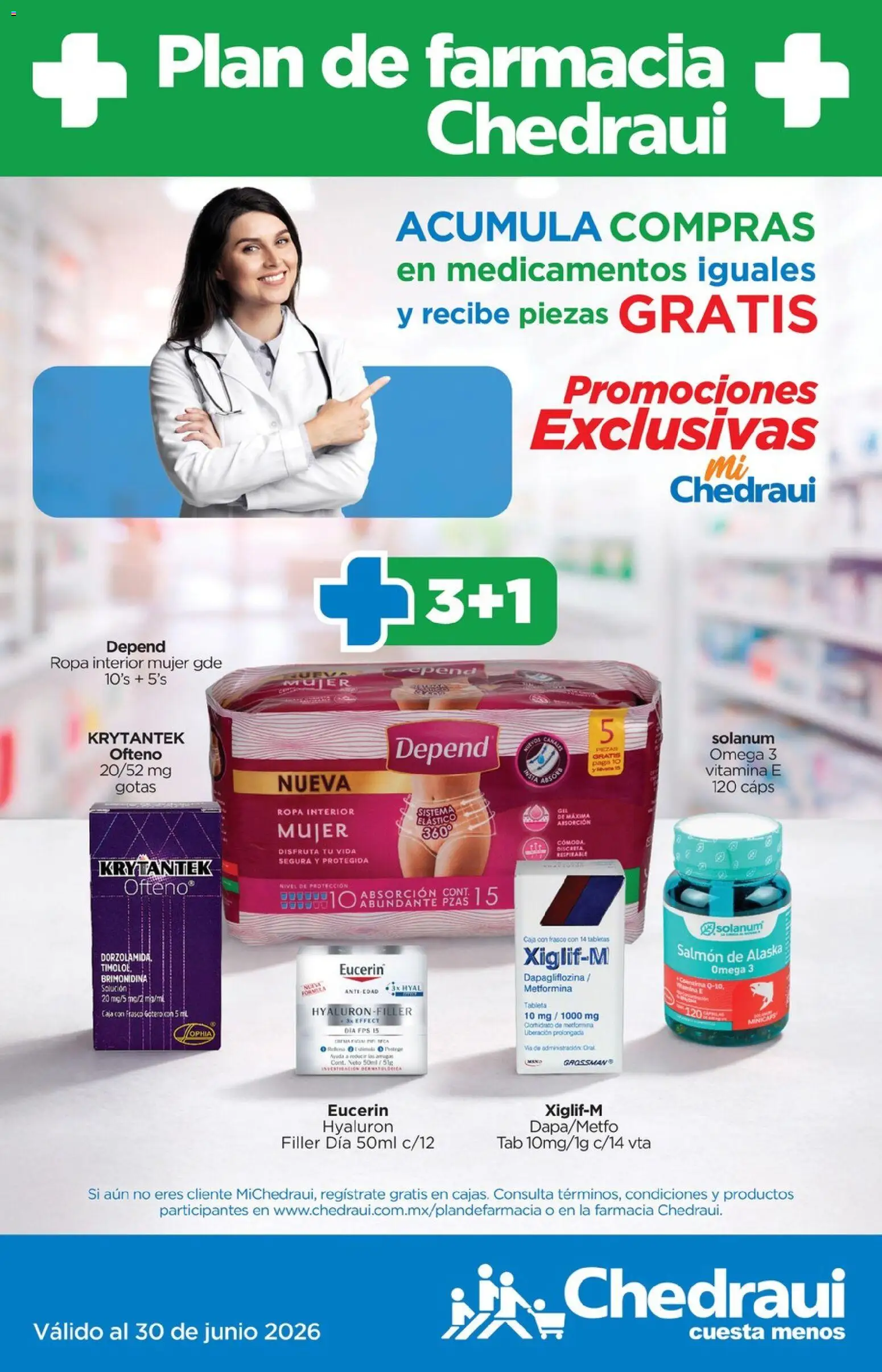 Nuevas ofertas de Chedraui válidas en toda la República Mexicana desde el 27.03.2026. ¡Encuentra las mejores ofertas en Chedraui folleto Promociones Exclusivas! | Página: 1 | Productos: Frasco, Ropa interior, Caja, Tableta