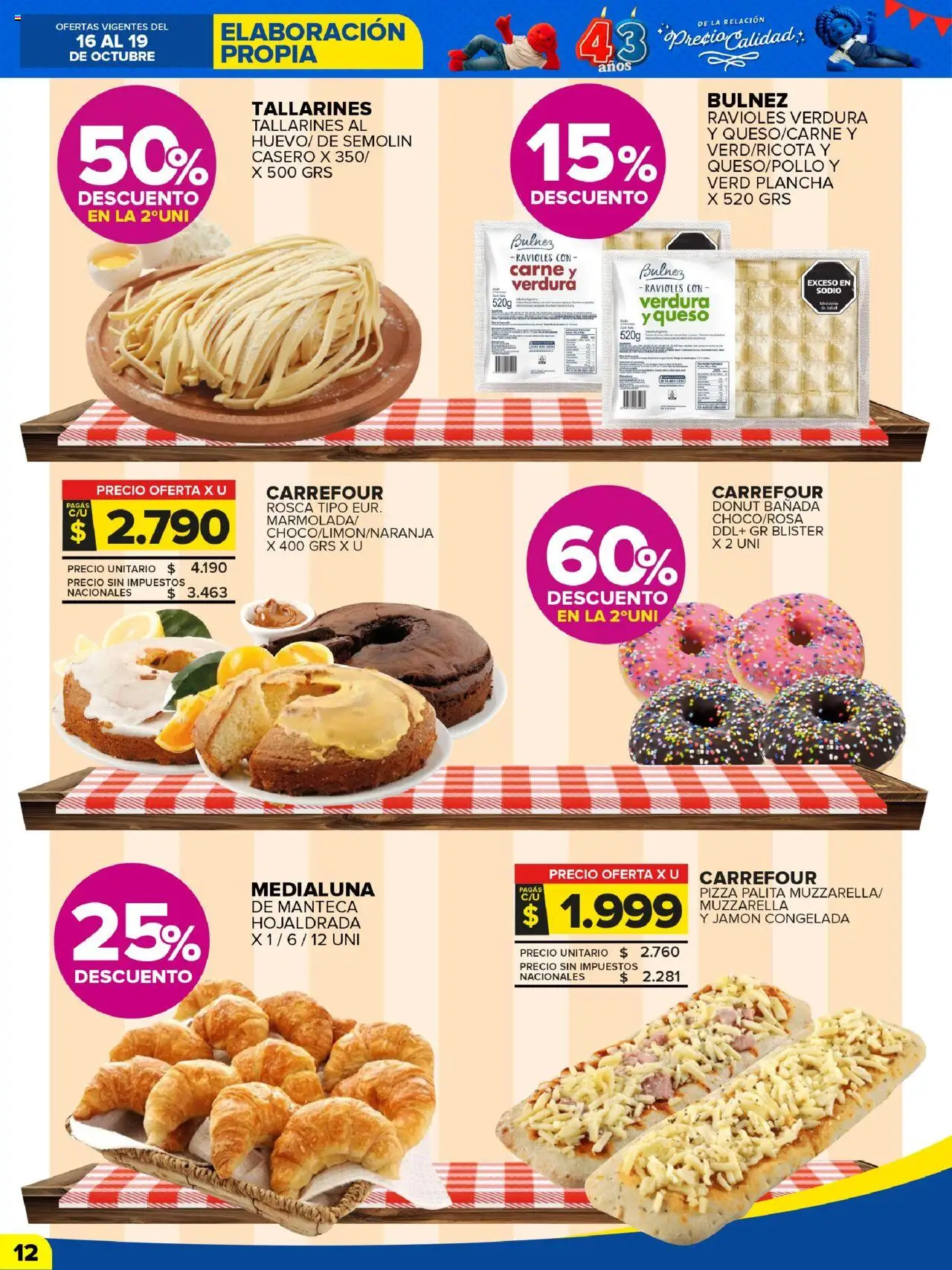 Carrefour Maxi catálogo - San Luis │ válido desde el 16.10.2025 | Página: 12 | Productos: Muzzarella, Jamón, Pizza, Ravioles