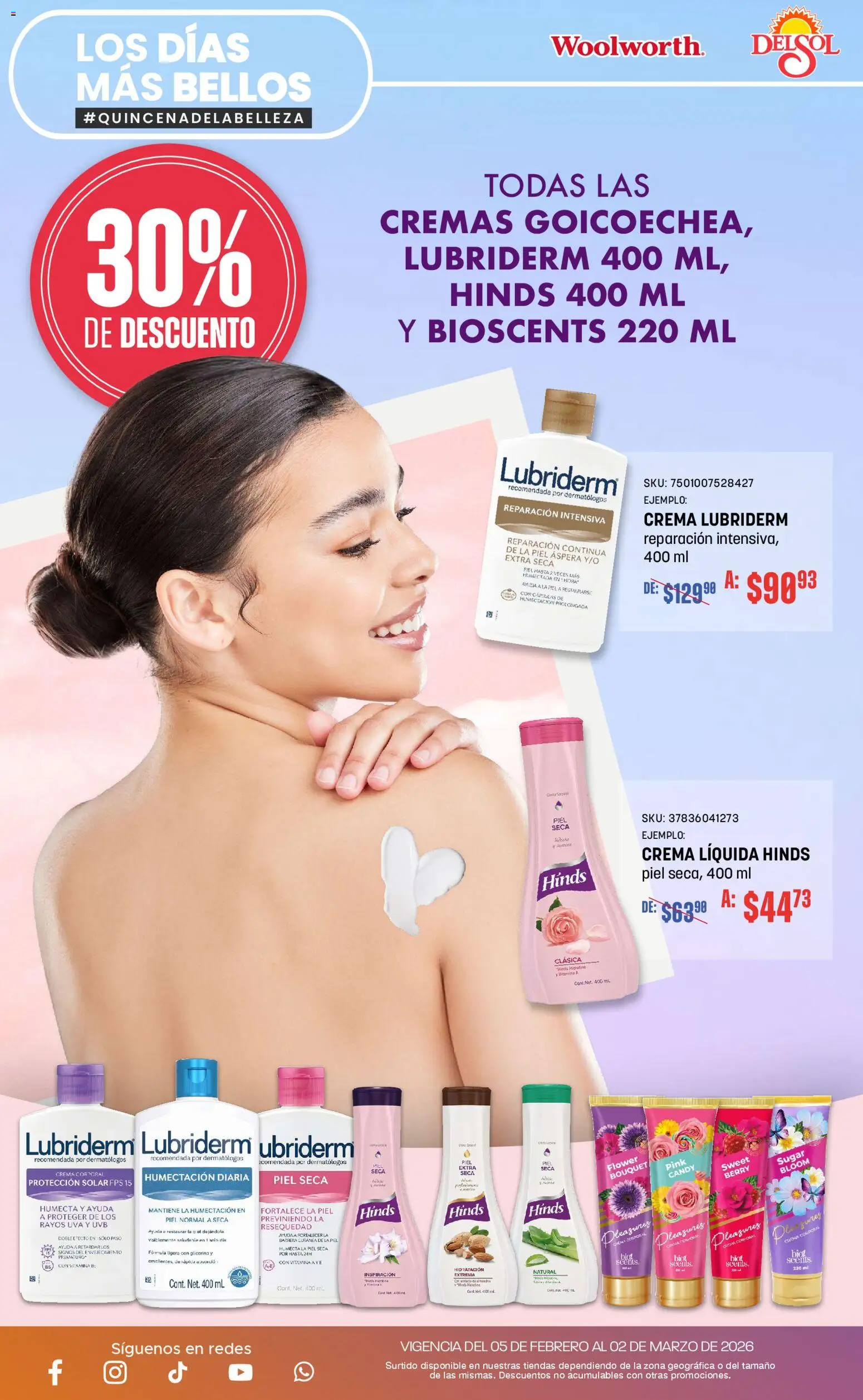 Nuevas ofertas de Del Sol y Woolworth válidas en toda la República Mexicana desde el 05.02.2026. ¡Encuentra las mejores ofertas en Del Sol y Woolworth catálogo! | Página: 13 | Productos: Crema, Uva, Crema corporal