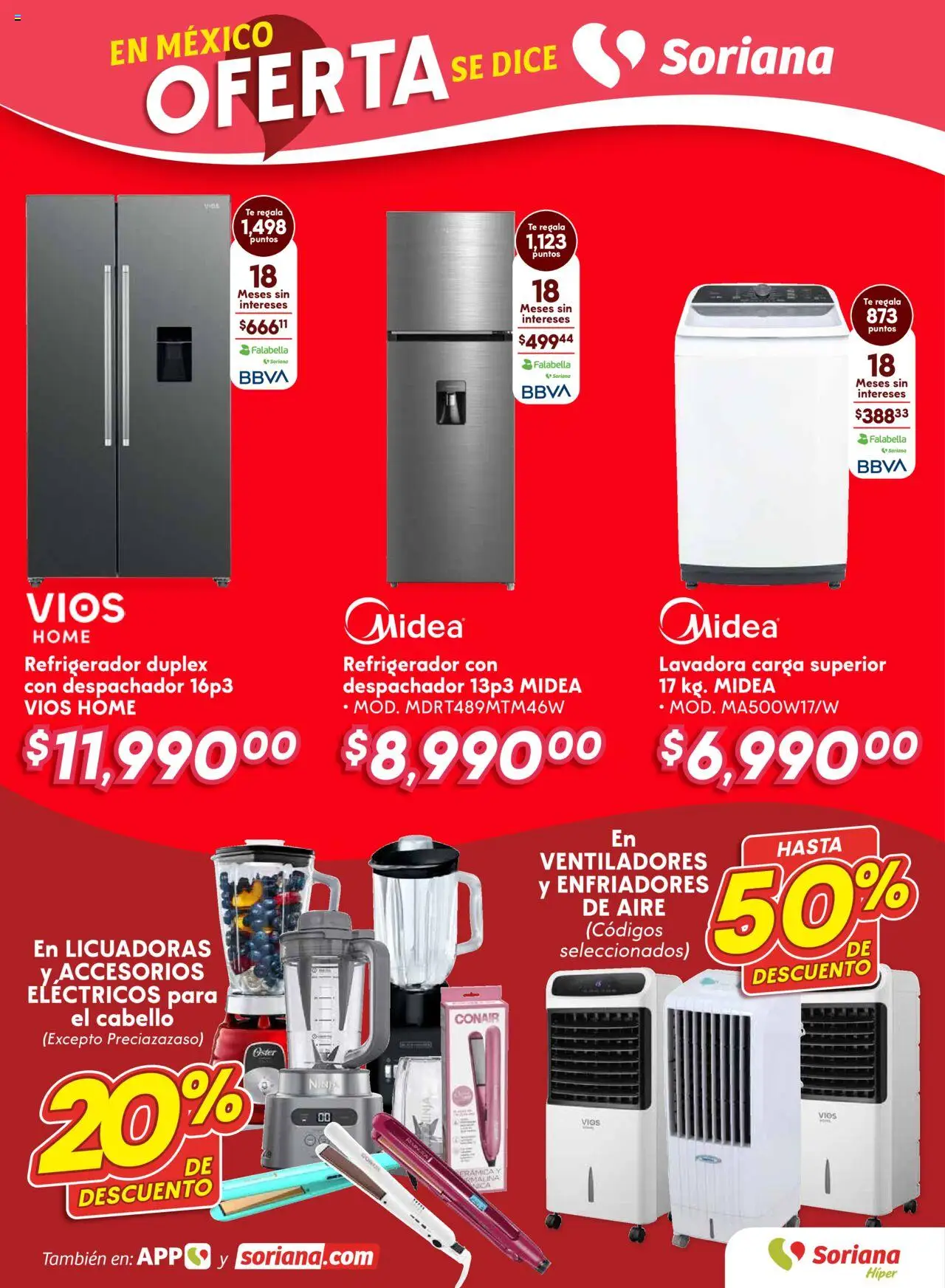 Nuevas ofertas de Soriana válidas en toda la República Mexicana desde el 04.09.2025. ¡Encuentra las mejores ofertas en Soriana - Folleto! | Página: 9 | Productos: Refrigerador, Lavadora, Té