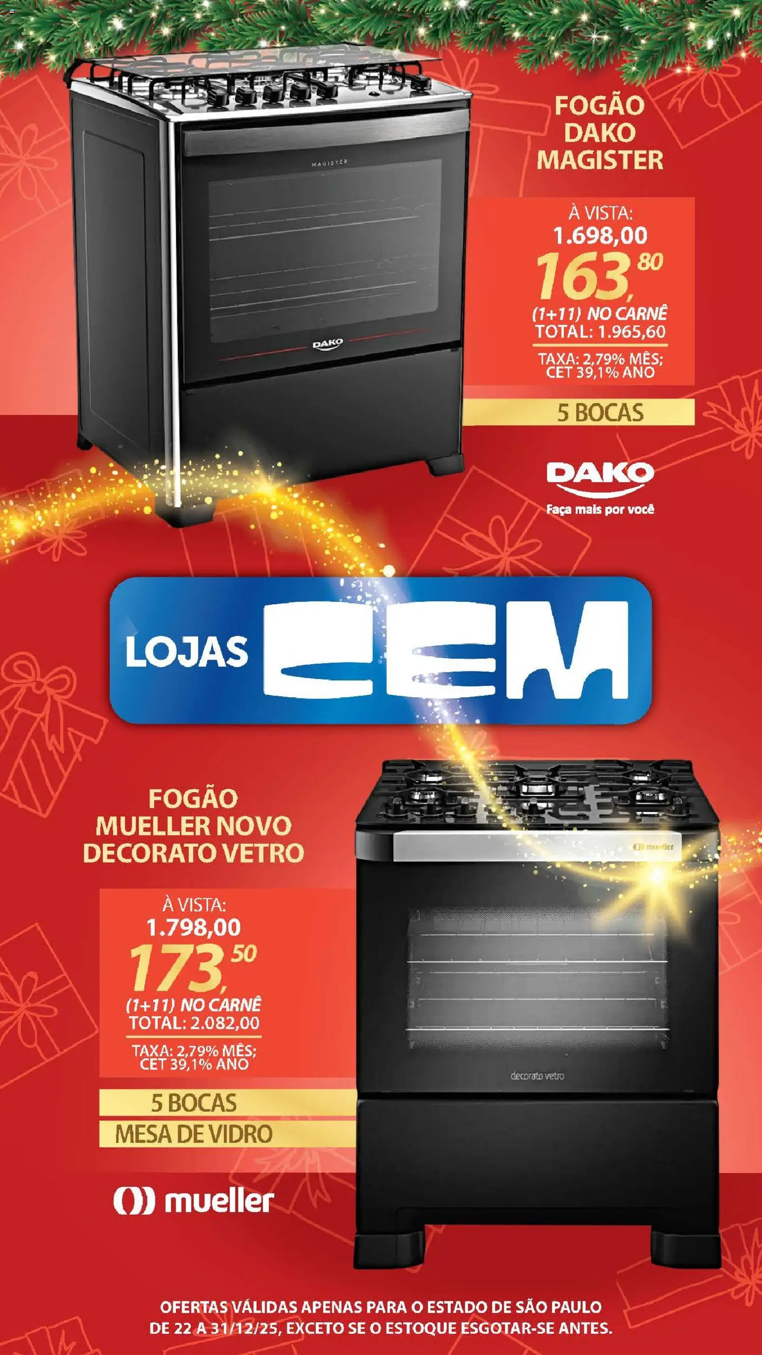 Lojas Cem Folheto - válido de 22.12.2025 | Página: 41 | Produtos: Fogão, Mesa, Faca, Carne