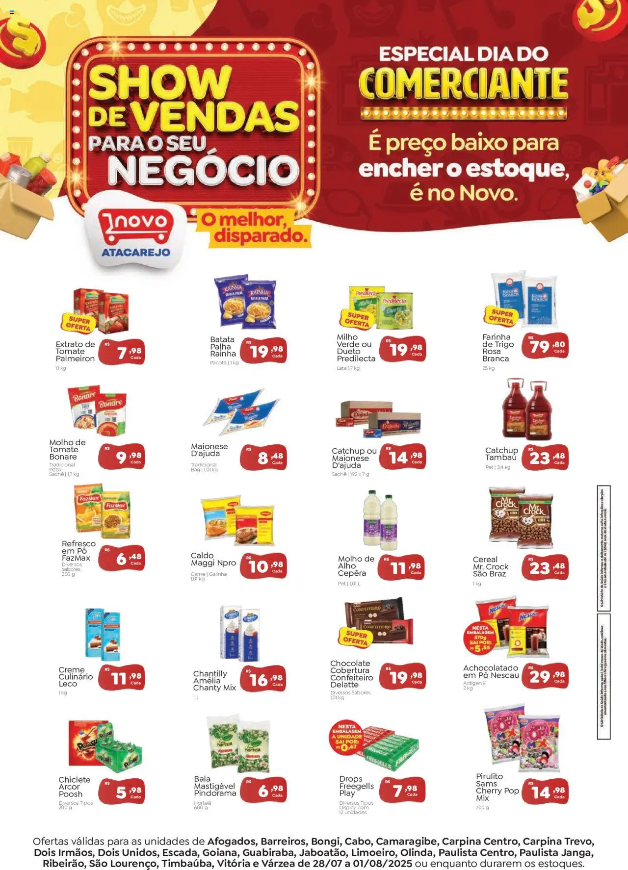 Novo Atacarejo Folheto - válido de 28.07.2025 | Página: 1 | Produtos: Refresco, Nescau, Achocolatado, Batata