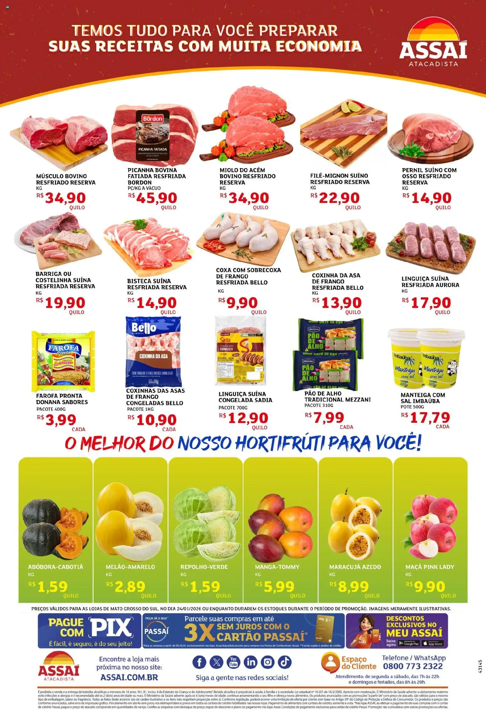 Assaí Atacadista Folheto - válido de 24.01.2026 | Página: 2 | Produtos: Picanha, Bebida, Frango, Farofa