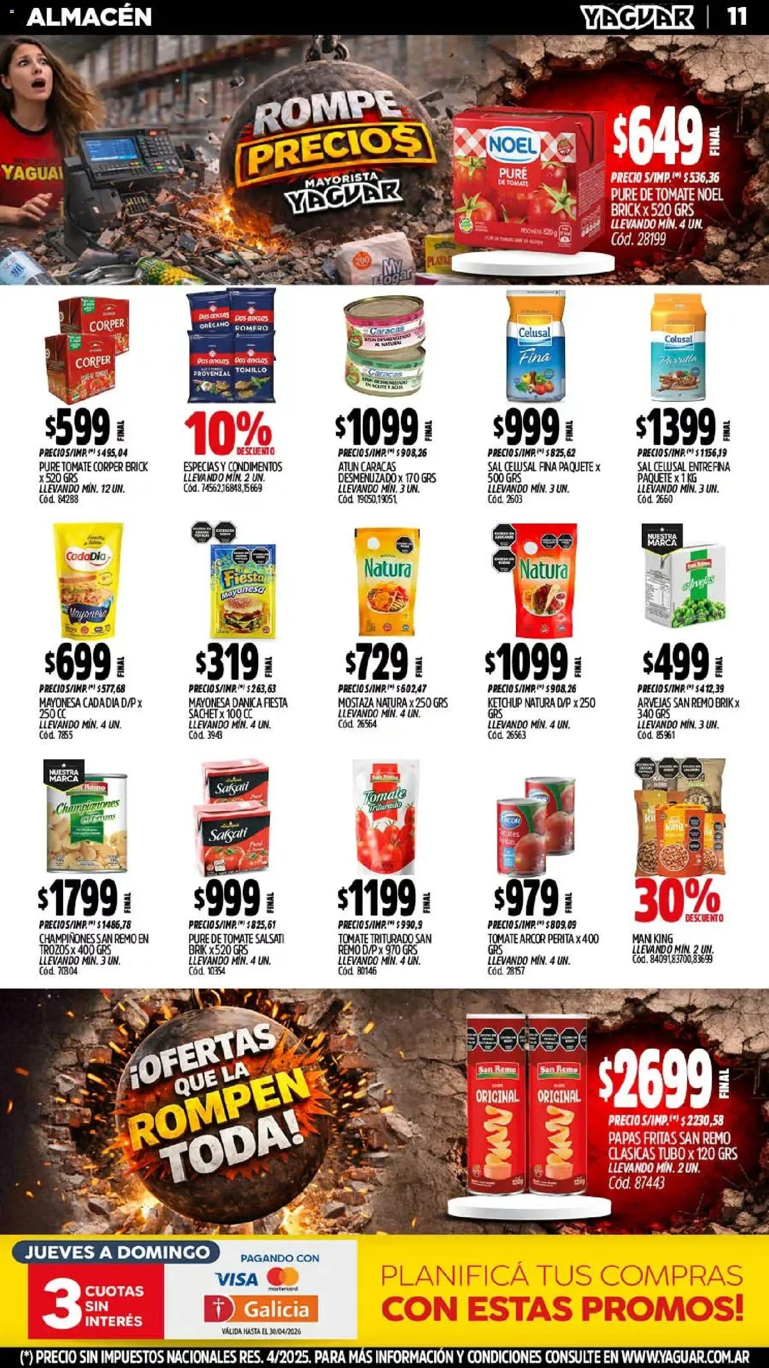 Yaguar - Oferta Semanal Córdoba │ válido desde el 20.04.2026 | Página: 11 | Productos: Mayonesa, Ketchup, Mostaza, Papas fritas