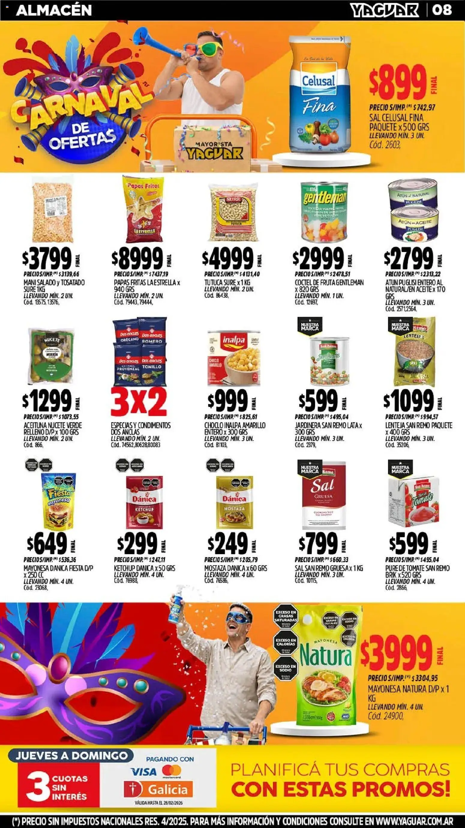 Yaguar - Oferta Semanal Mendoza │ válido desde el 09.02.2026 | Página: 8 | Productos: Mayonesa, Mostaza, Atún, Mani