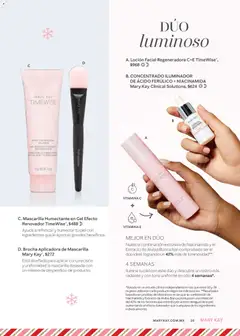 Vista previa de CONCENTRADO ILUMINADOR DE ÁCIDO FERÚLICO + NIACINAMIDA Mary Kay Clinical Solutions, Illuminating concentrate of ferulic acid + niacinamide., nuevo folleto de la tienda, válido en México a partir del 01.11.2025 | Página: 20 | Productos: Iluminador, Loción, Radiante, Mascarilla