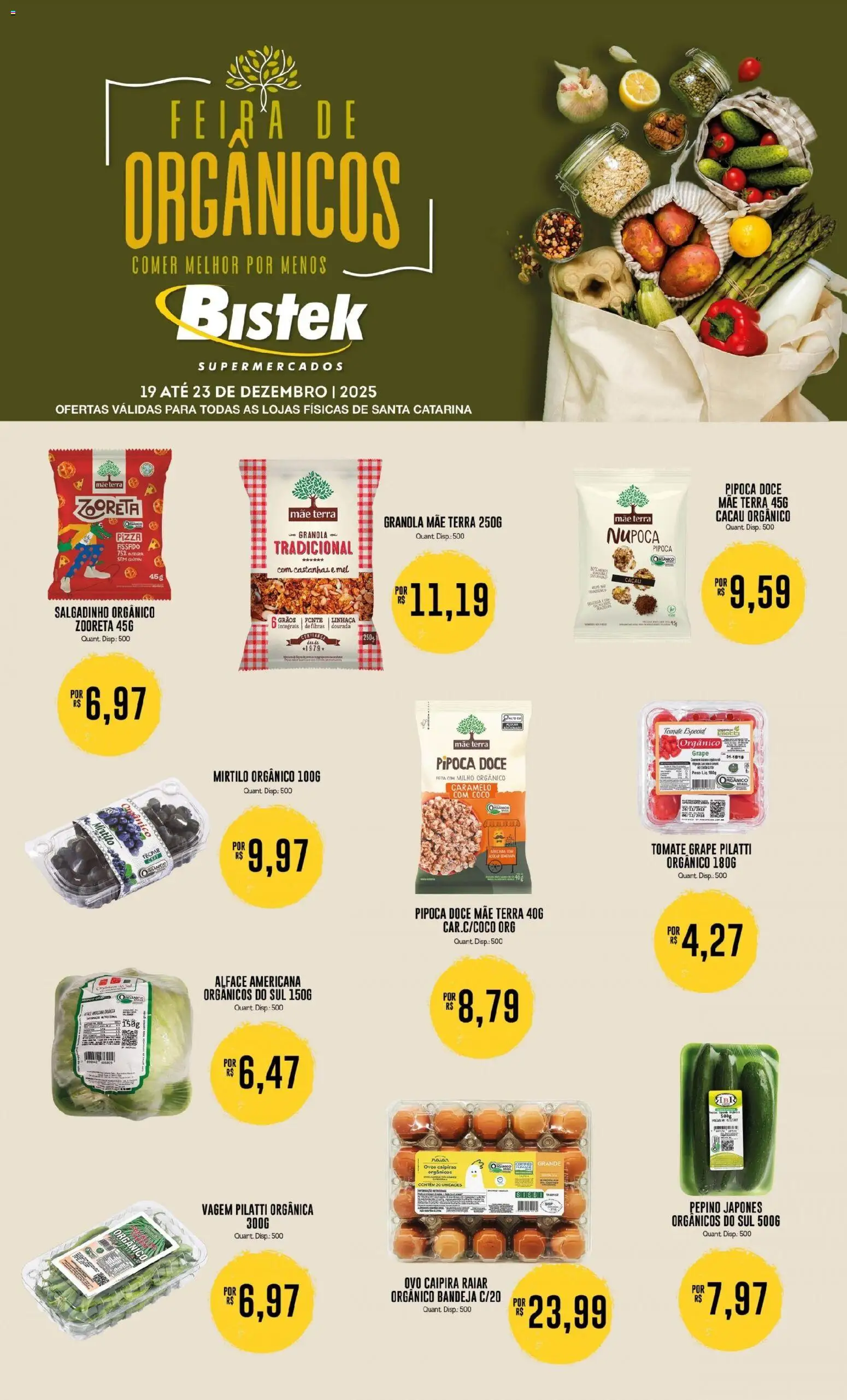 Bistek Supermercados Folheto - válido de 19.12.2025 | Página: 1 | Produtos: Ovos, Pizza, Mel, Pipoca