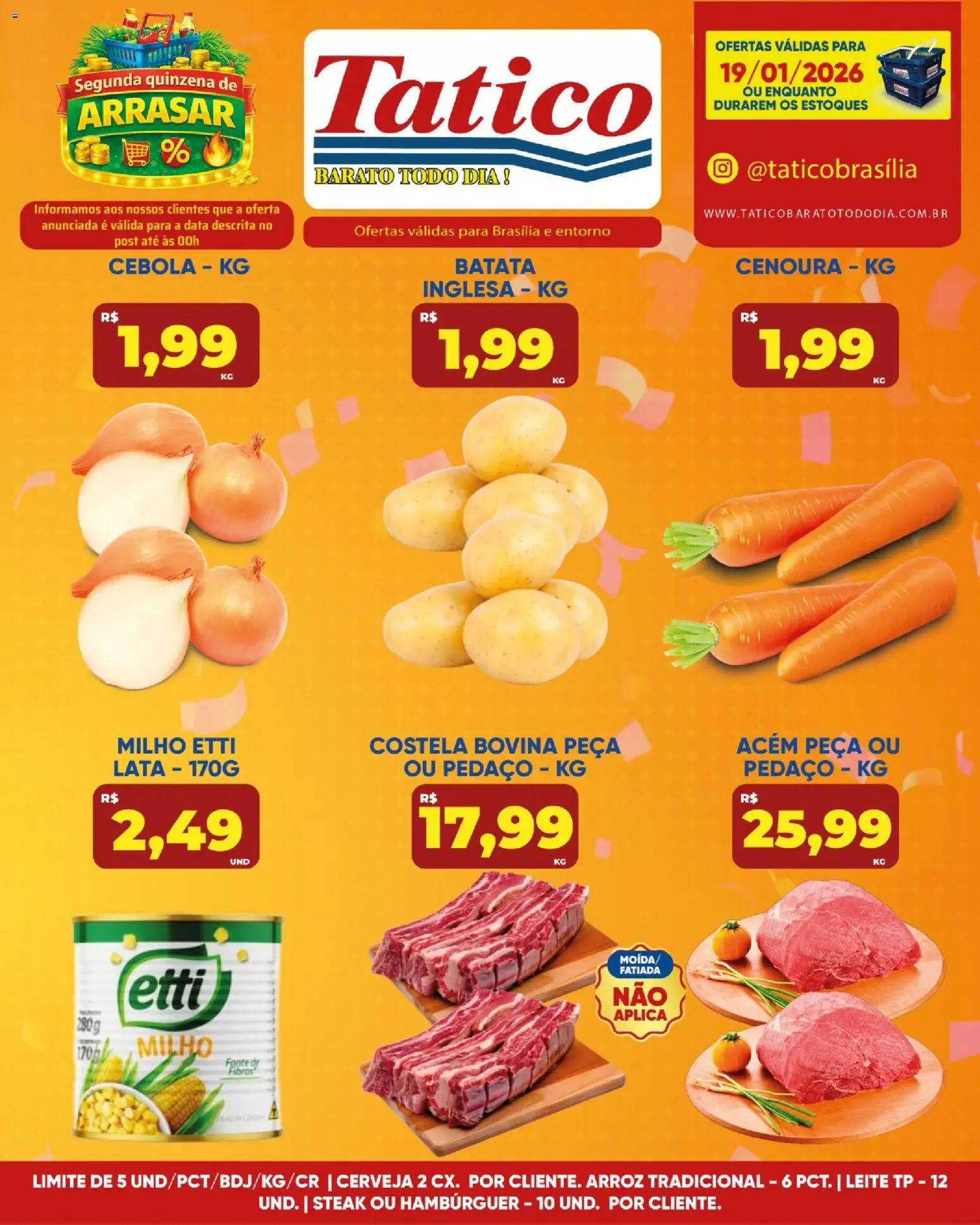 Tatico Folheto - válido de 19.01.2026 | Página: 8 | Produtos: Cebola, Acém, Arroz, Cenoura