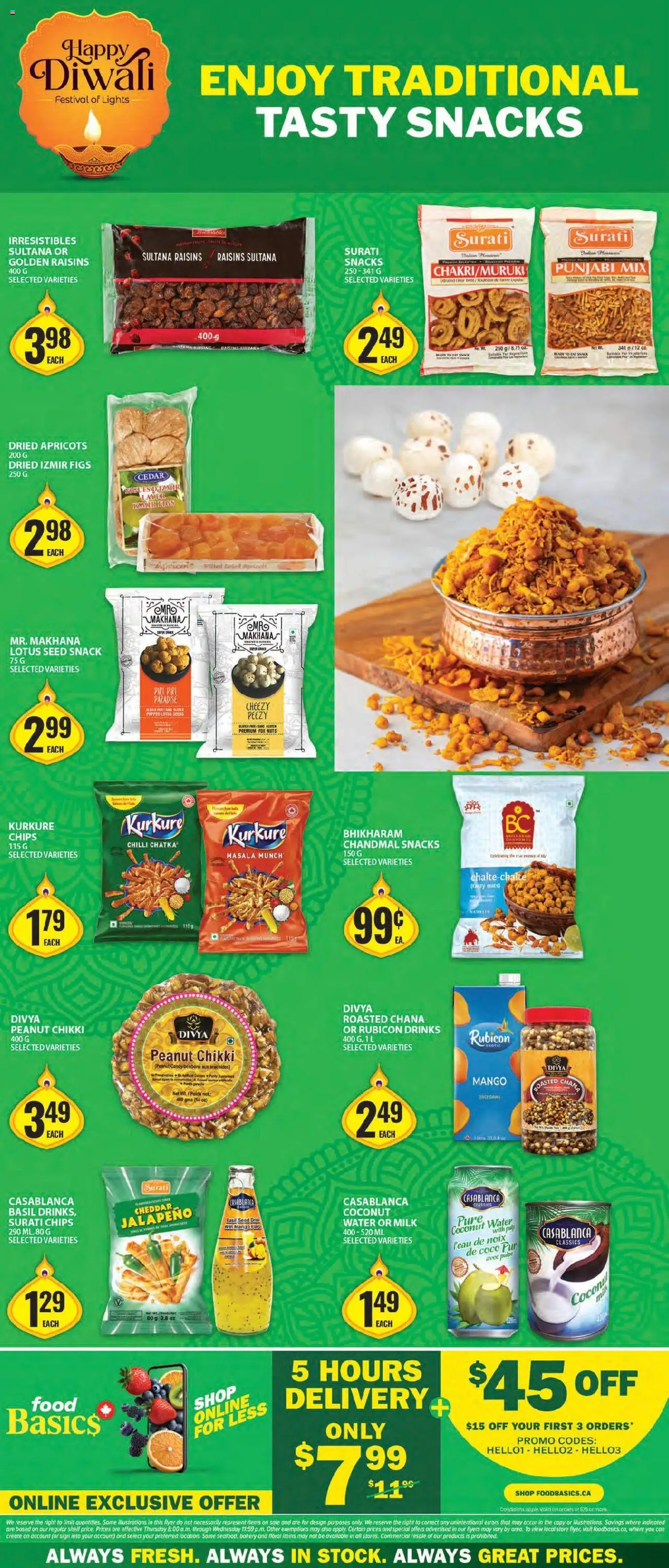 Food Basics flyer valid from 25.09.2025 | Page: 3 | Products: Chips, Nuts, Shelf, Milk