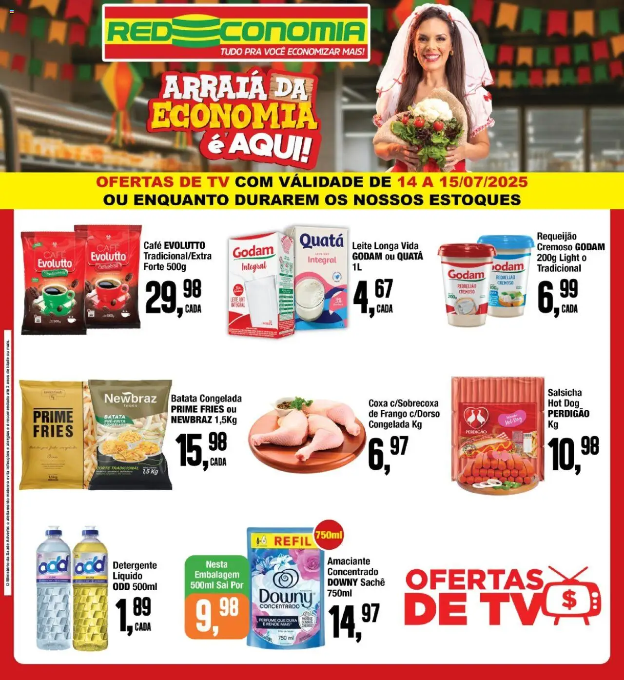 RedEconomia Folheto - válido de 14.07.2025 | Página: 1 | Produtos: Café, Tv, Frango, Requeijão