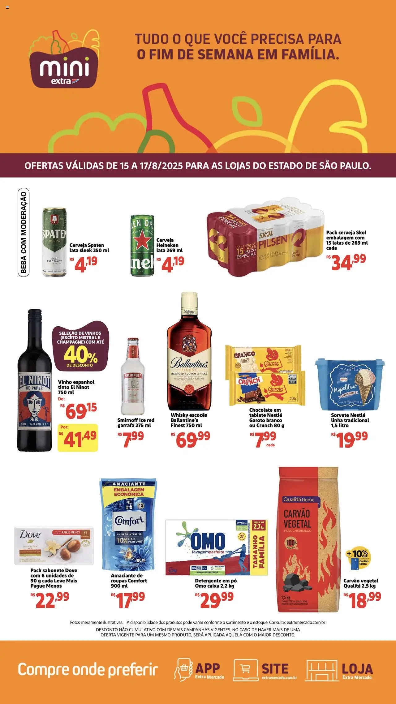 Mini Extra Folheto - válido de 15.08.2025 | Página: 1 | Produtos: Whisky, Heineken, Sorvete, Dove