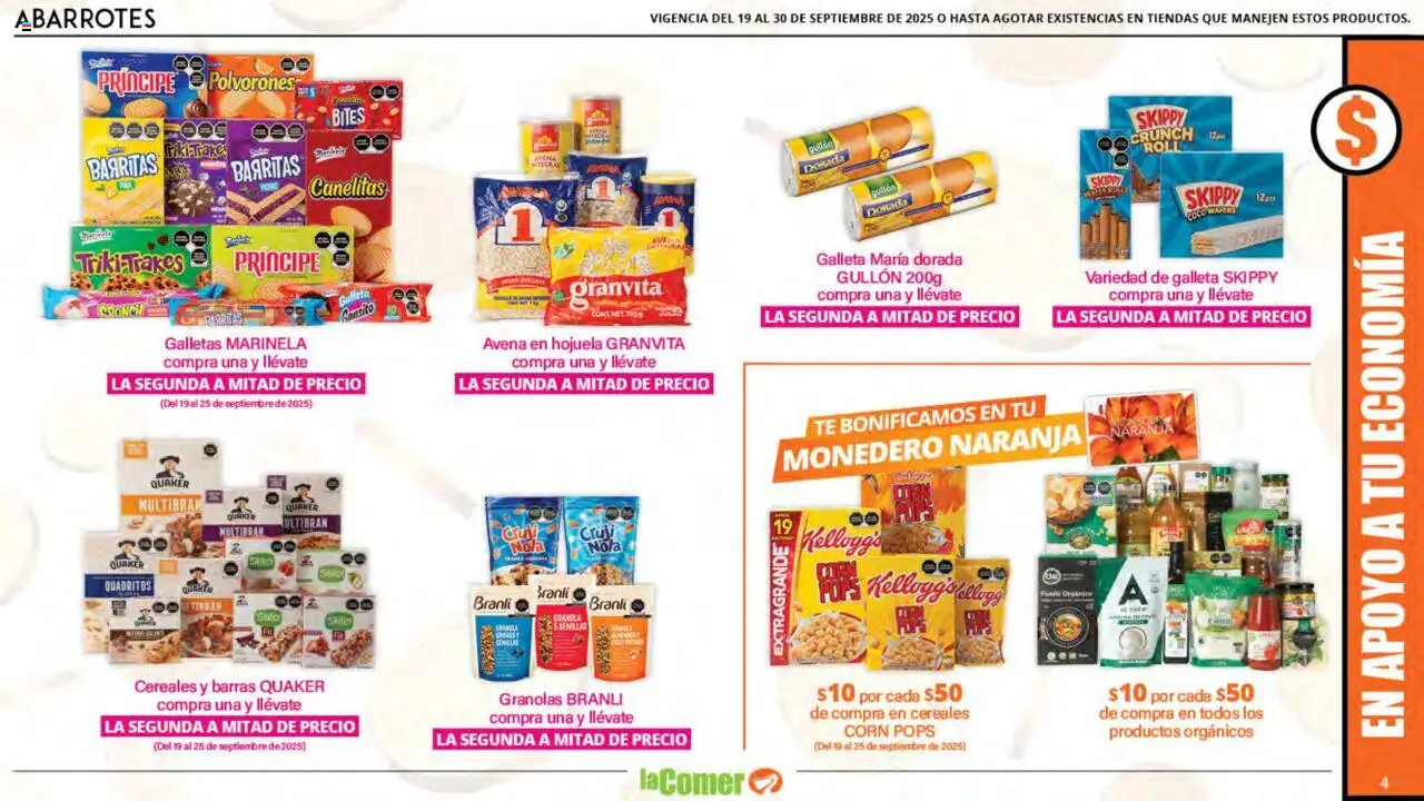 Nuevas ofertas de La Comer válidas en toda la República Mexicana desde el 19.09.2025. ¡Encuentra las mejores ofertas en La Comer - Folleto! | Página: 4 | Productos: Monedero, Semillas, Cereales, Galletas