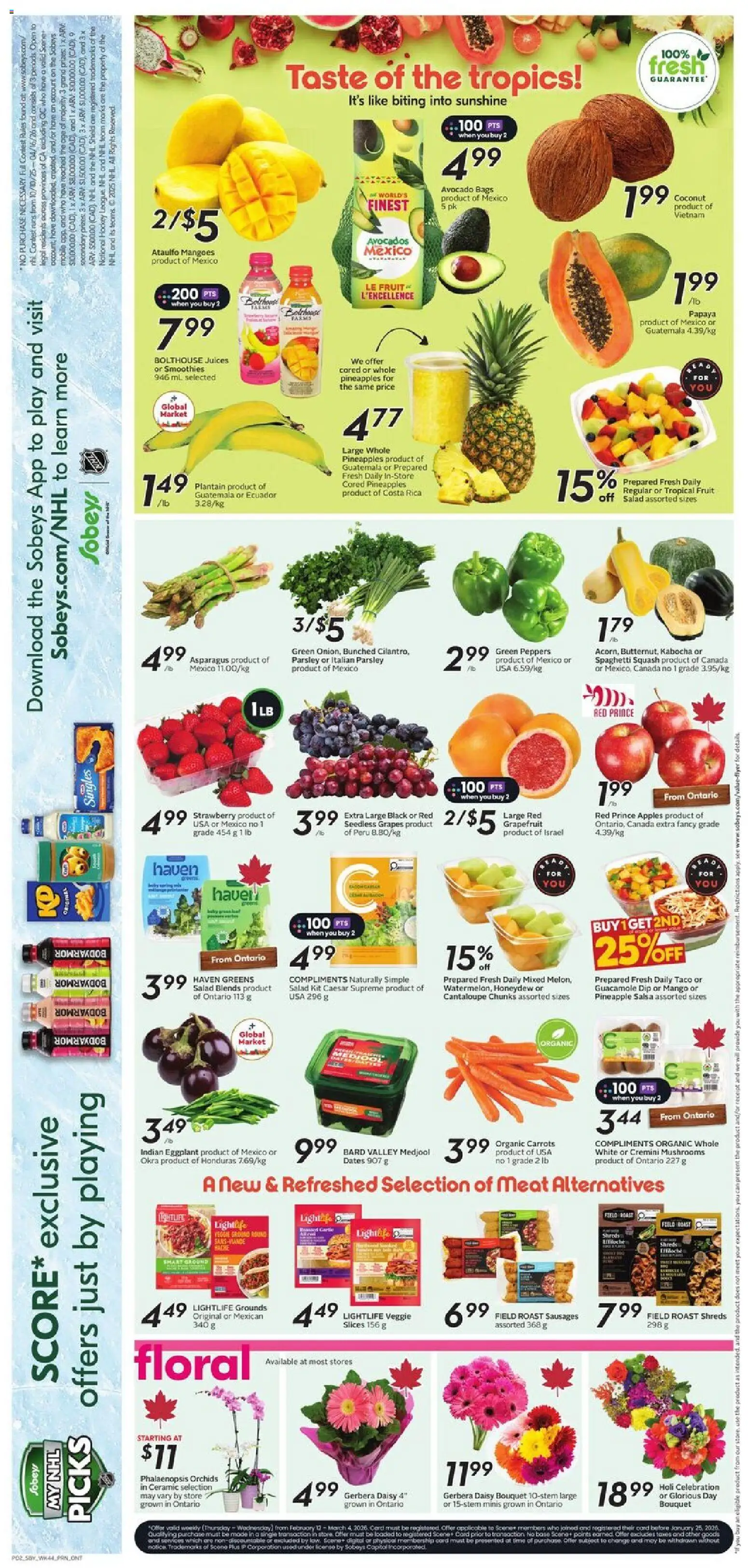 Sobeys flyer valid from 26.02.2026 | Page: 5 | Products: Pineapple, Salad, Apples