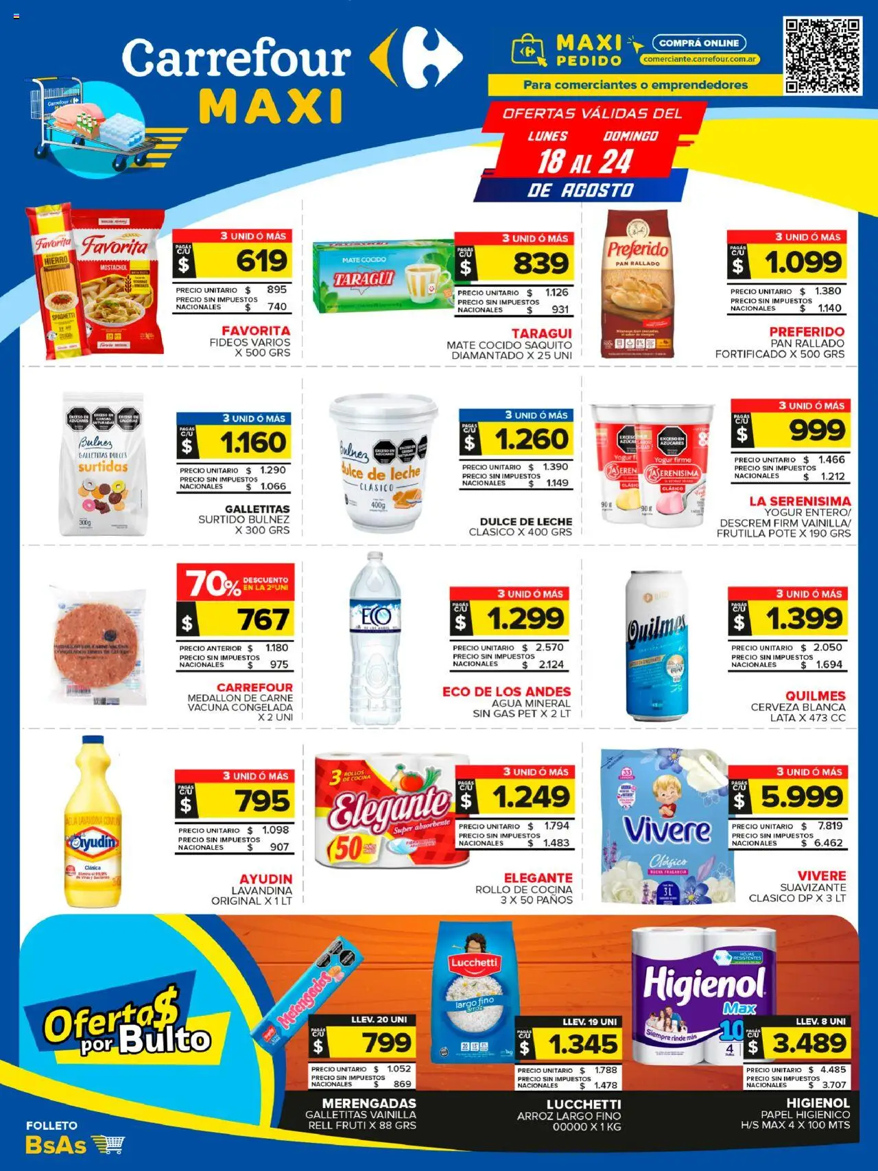 Carrefour Maxi catálogo │ válido desde el 18.08.2025 | Página: 1 | Productos: Lavandina, Mate, Leche, Fideos
