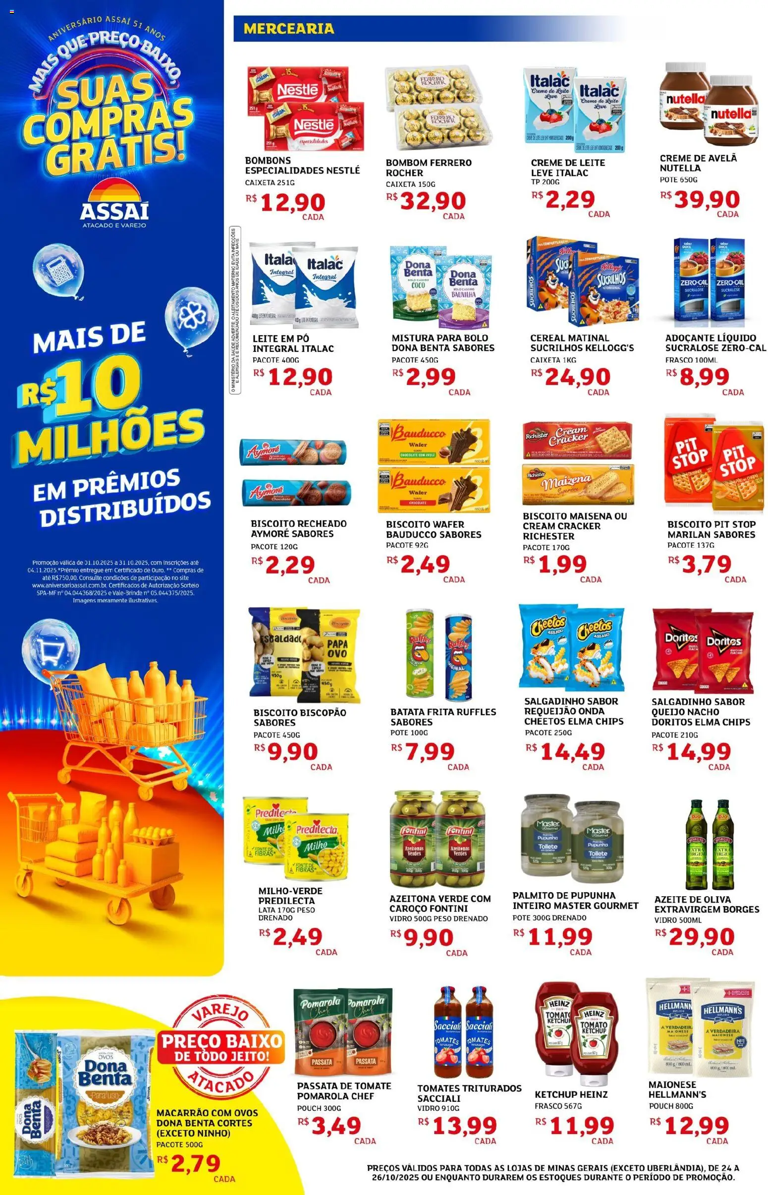 Assaí Atacadista Folheto - válido de 24.10.2025 | Página: 2 | Produtos: Tomates, Macarrão, Sucrilhos, Creme