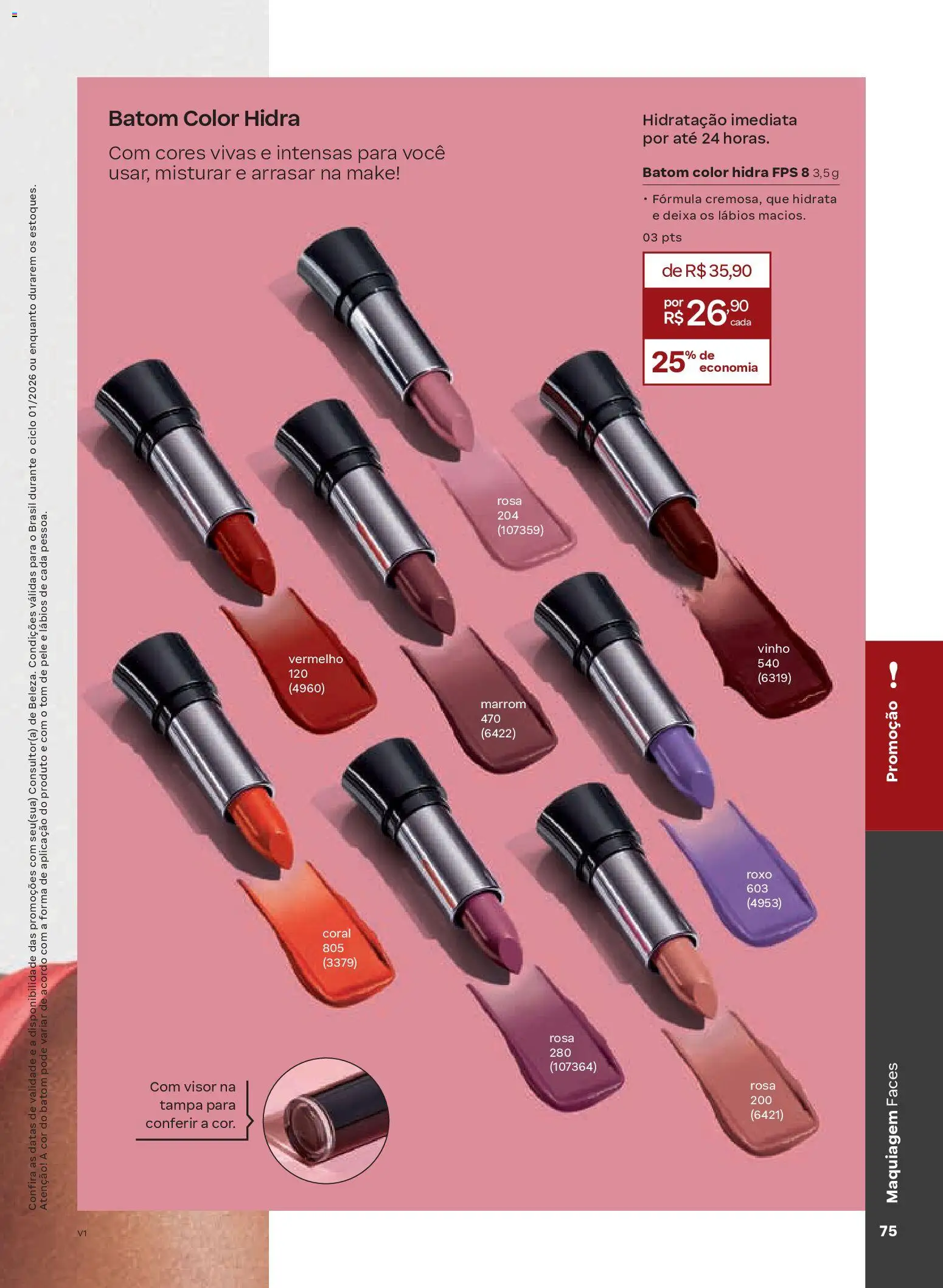 Natura Folheto - válido de 26.12.2025 | Página: 75 | Produtos: Maquiagem, Batom, Vinho