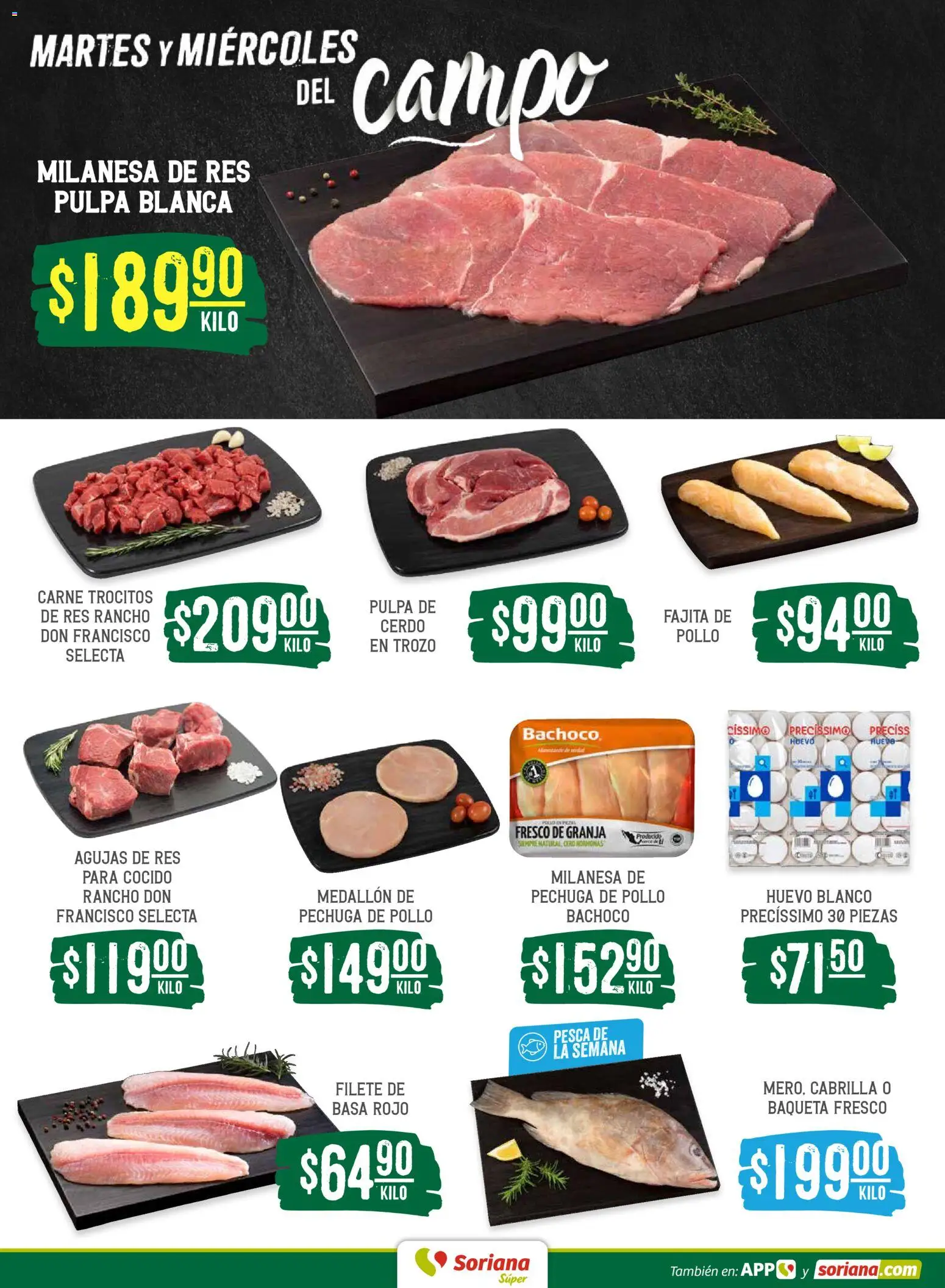 Nuevas ofertas de Soriana válidas en toda la República Mexicana desde el 14.04.2026. ¡Encuentra las mejores ofertas en Soriana Martes y Miércoles del Campo Súper: BCS, Son y Sin! | Página: 4 | Productos: Pollo, Milanesa, Cerdo, Res