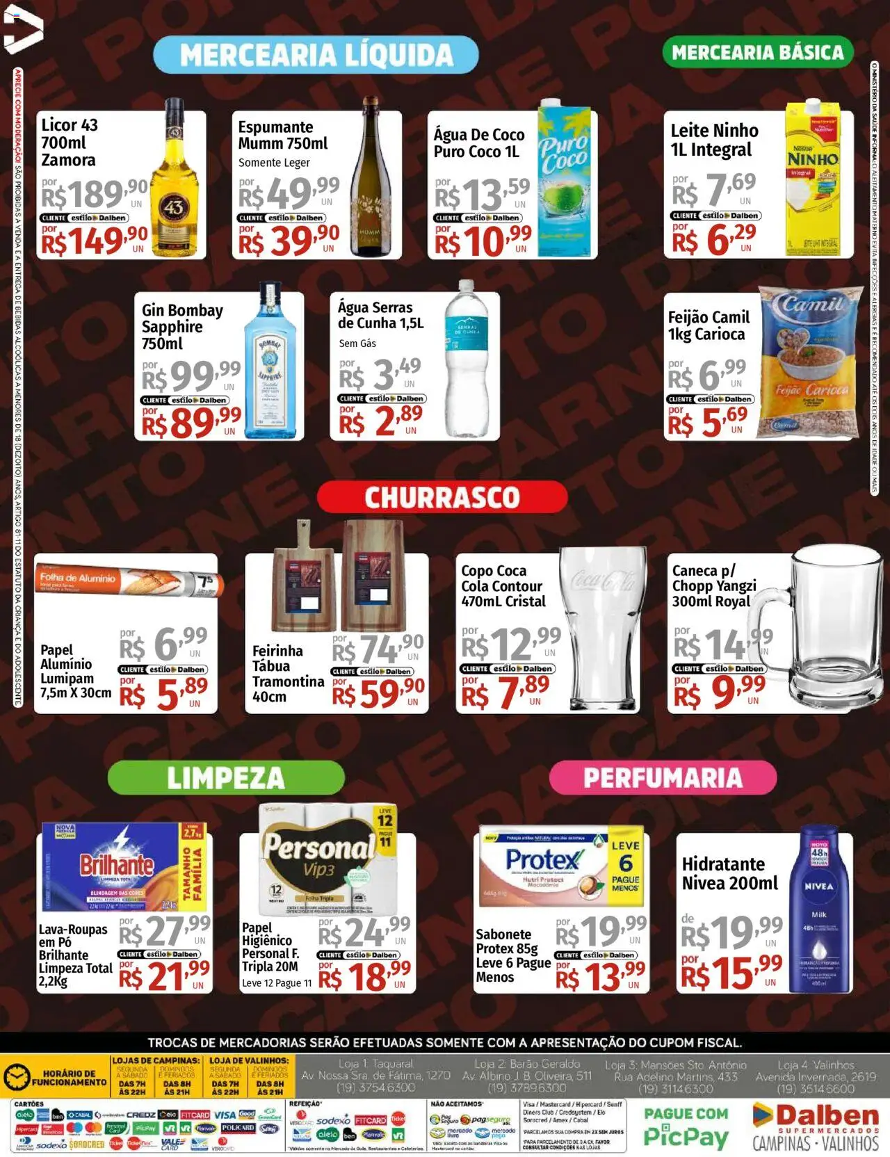 Supermercado Dalben Folheto - válido de 20.08.2025 | Página: 4 | Produtos: Pó, Licor 43, Leite, Caneca