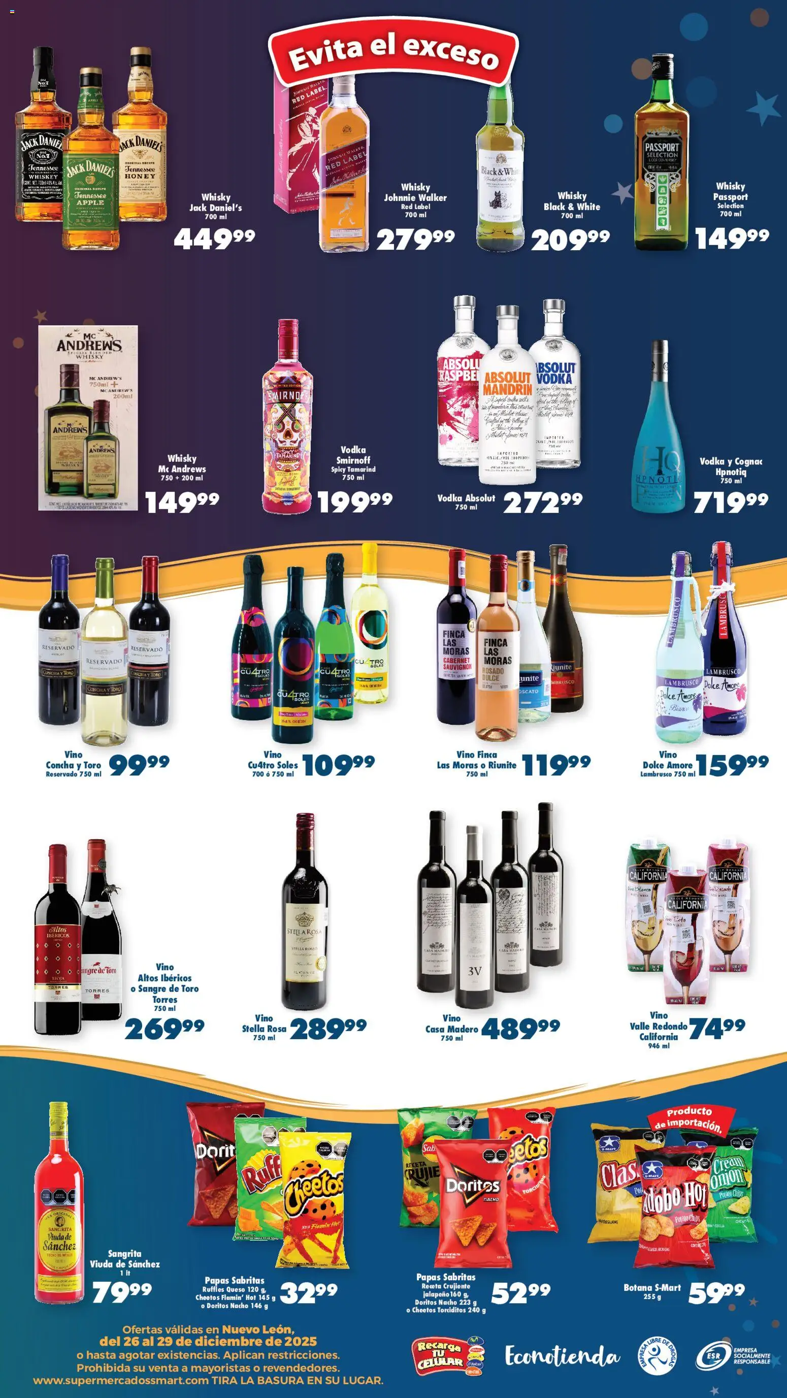 Nuevas ofertas de S-Mart válidas en toda la República Mexicana desde el 26.12.2025. ¡Encuentra las mejores ofertas en S-Mart folleto Ofertas de Feria Monterrey! | Página: 2 | Productos: Queso, Vino, Vodka, Whisky